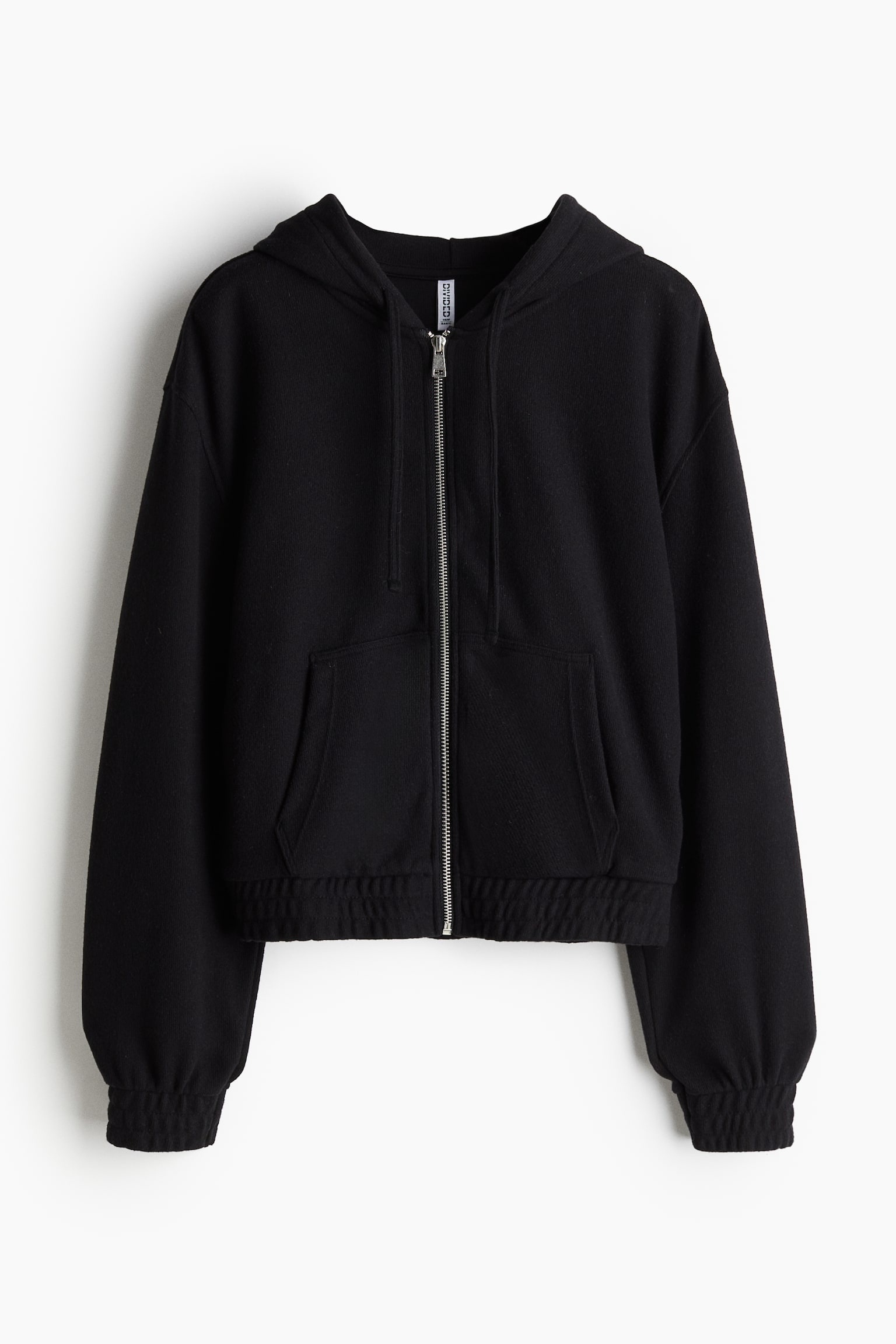 Jersey zip-through hoodie - Black/Light grey marl/Dark brown/Light dusty pink - 2