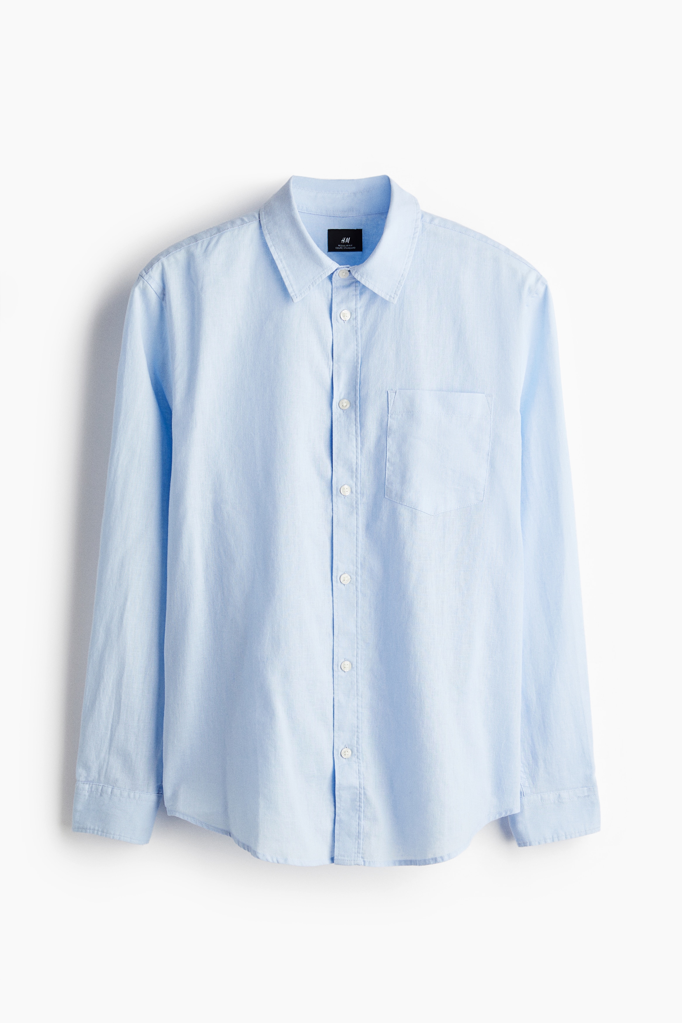 Regular Fit Linen-blend shirt - Light blue/Beige/White
