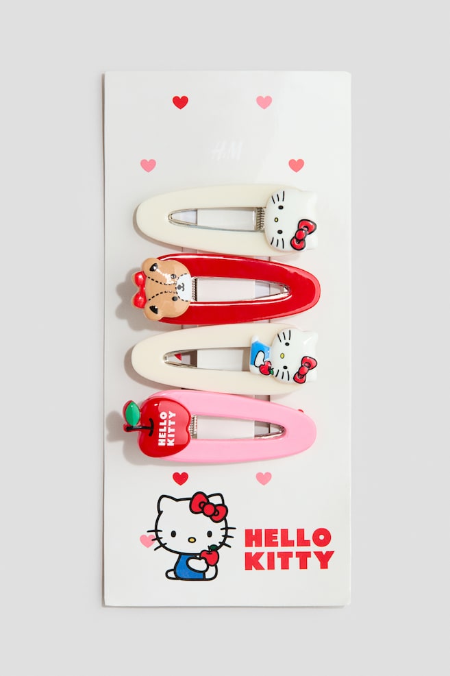 4-pack Hair Clips - Red/Hello Kitty/Light turquoise/Frozen - 1