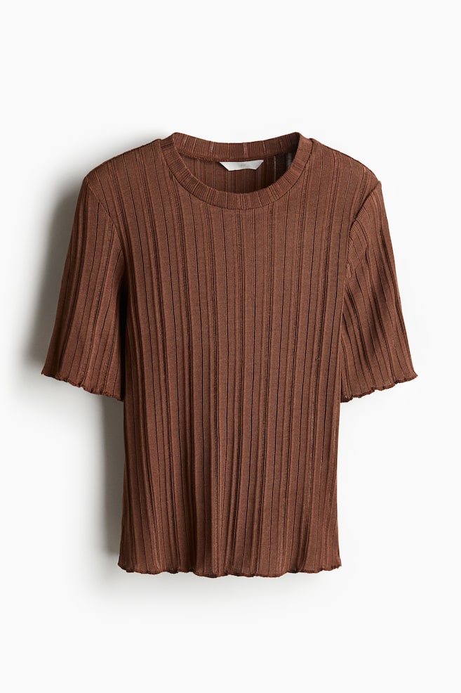 Geripptes Shirt - Braun/Schwarz - 1