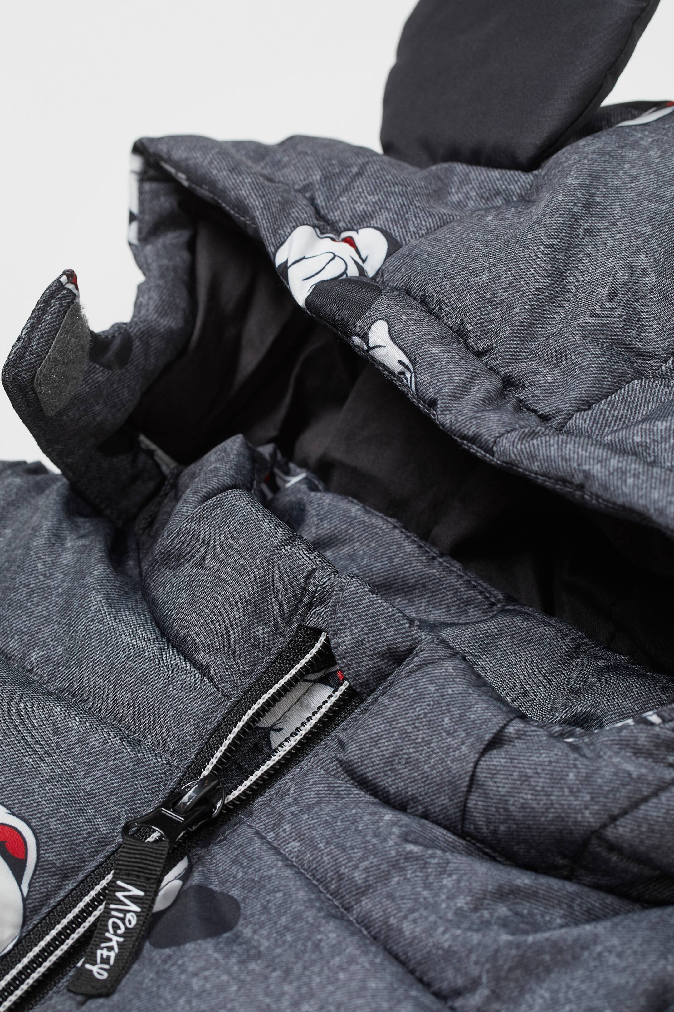 View larger image: Hooded puffer jacket - Dark grey/Mickey Mouse - Kids | H&M HK 2