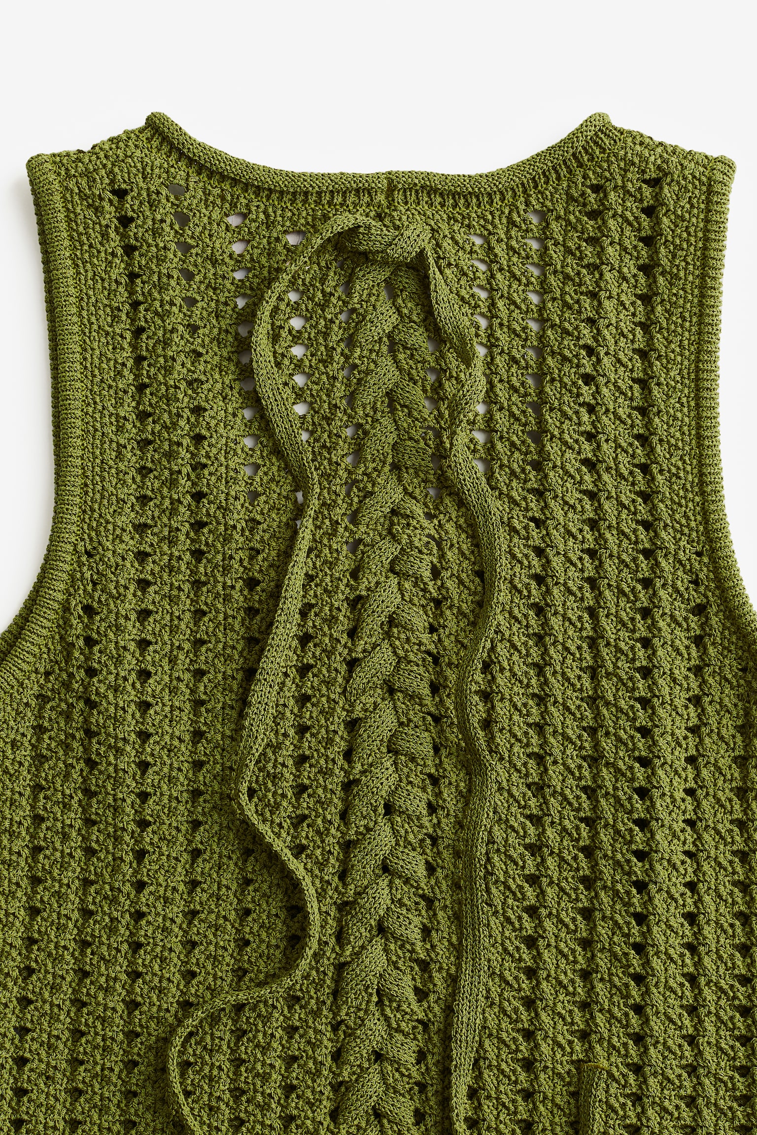 Crochet Look Dress - Olive green - 7