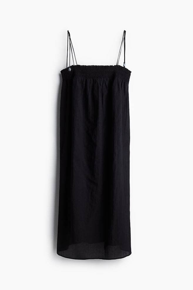 Strandkleid mit Bindeträgern - Schwarz/Weiß/Muscheln - 1