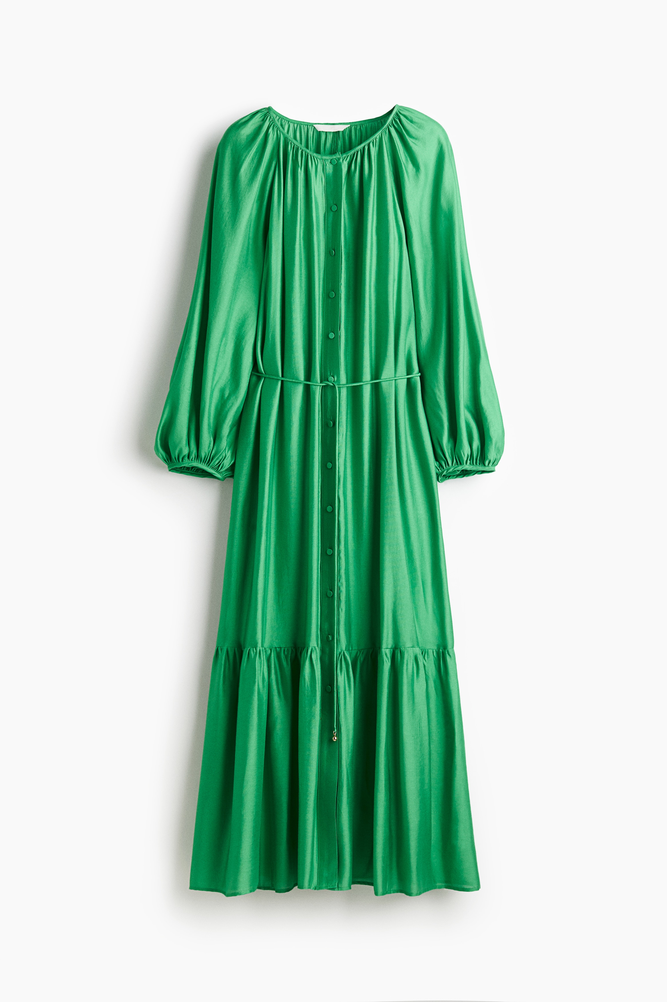 Abito oversize con cintura da annodare - Verde acceso/Bianco/bordeaux fiori/Bianco/fiori