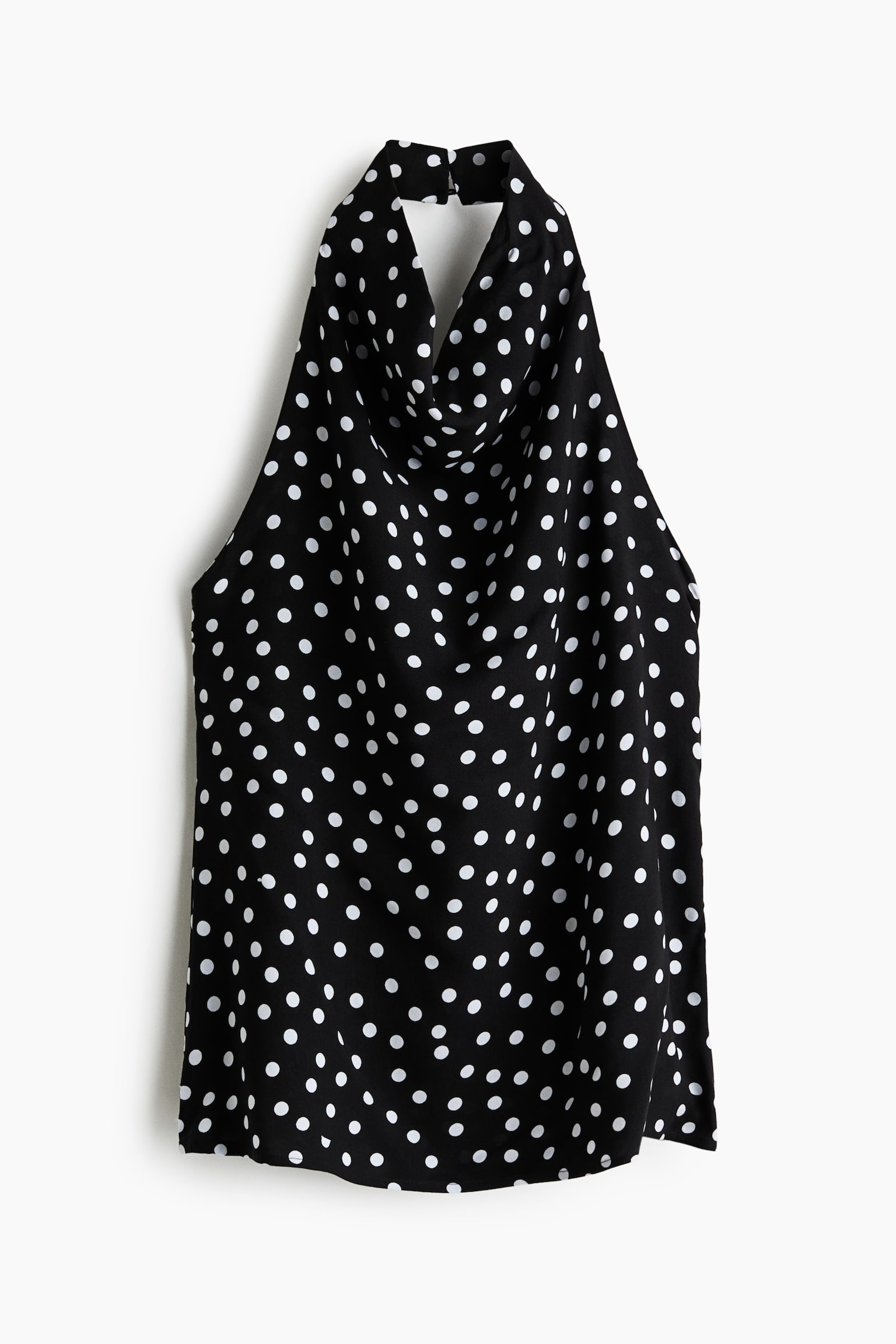 Viscose Halterneck Top - Black/polka dot/Beige