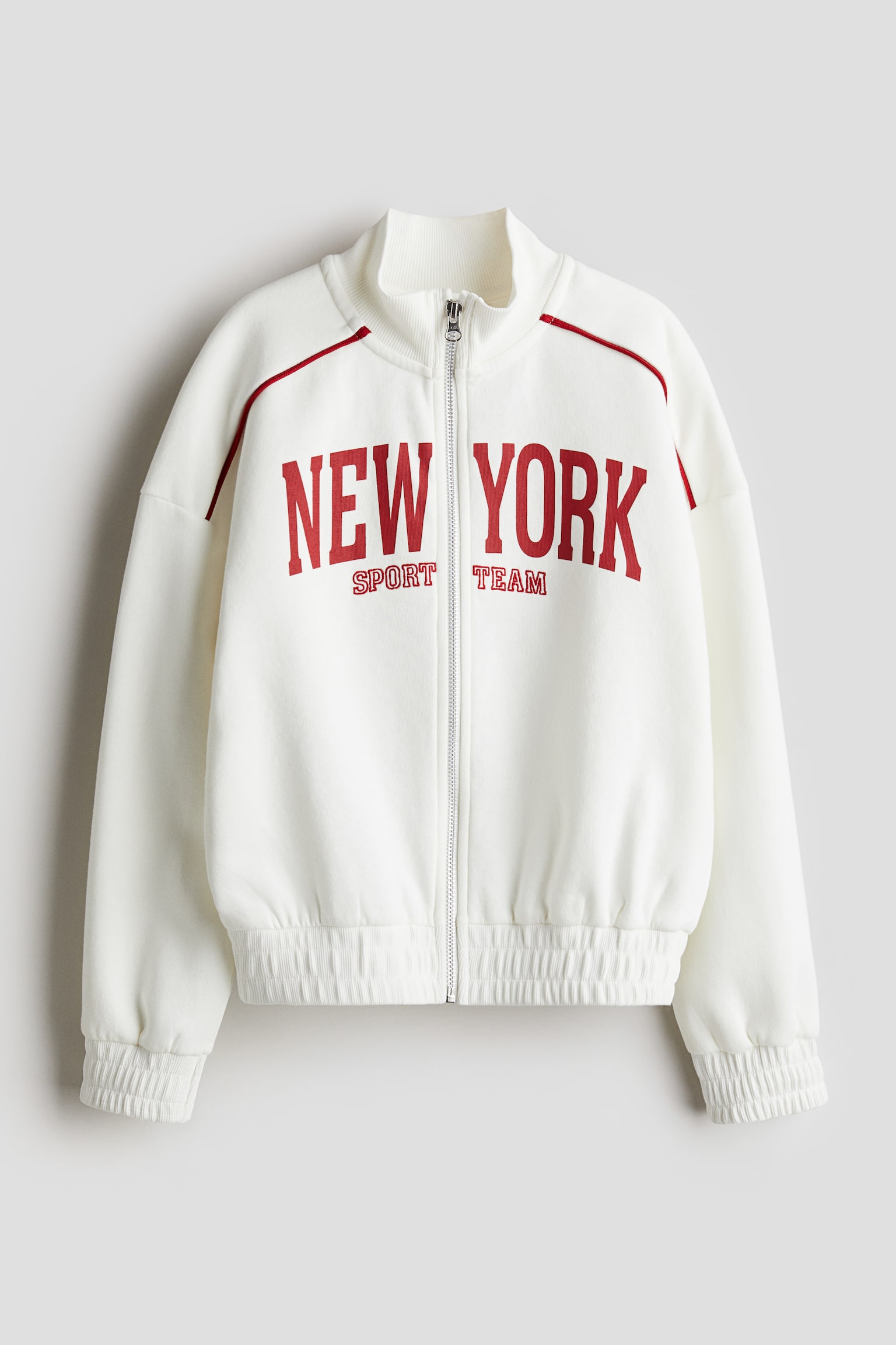 Print Design Zip Up Sweater - White/New York/Light grey/East Coast/Navy blue/Boston - 1