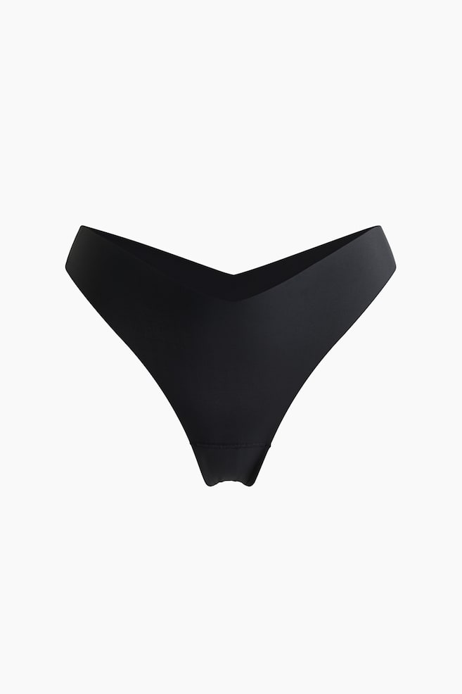 Pack de 3 cuecas Thong invisíveis com Lycra® - Preto/Castanho/Padrão leopardo/Bege claro/Bordeaux/Bege claro/Preto - 1
