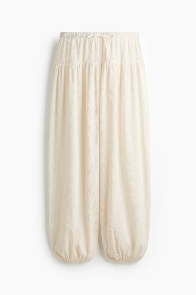 Crinkled balloon trousers - Cream/Navy blue - 1
