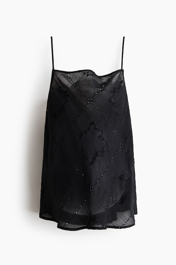 Женские топы H&M Strappy Top with Eyelet Embroidery
