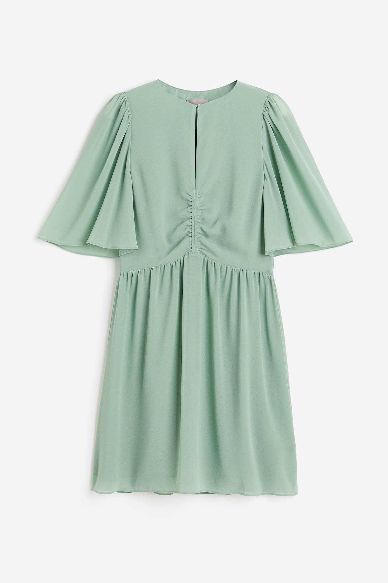 Butterfly-sleeved dress - Round neck - Short sleeve - Mint green 