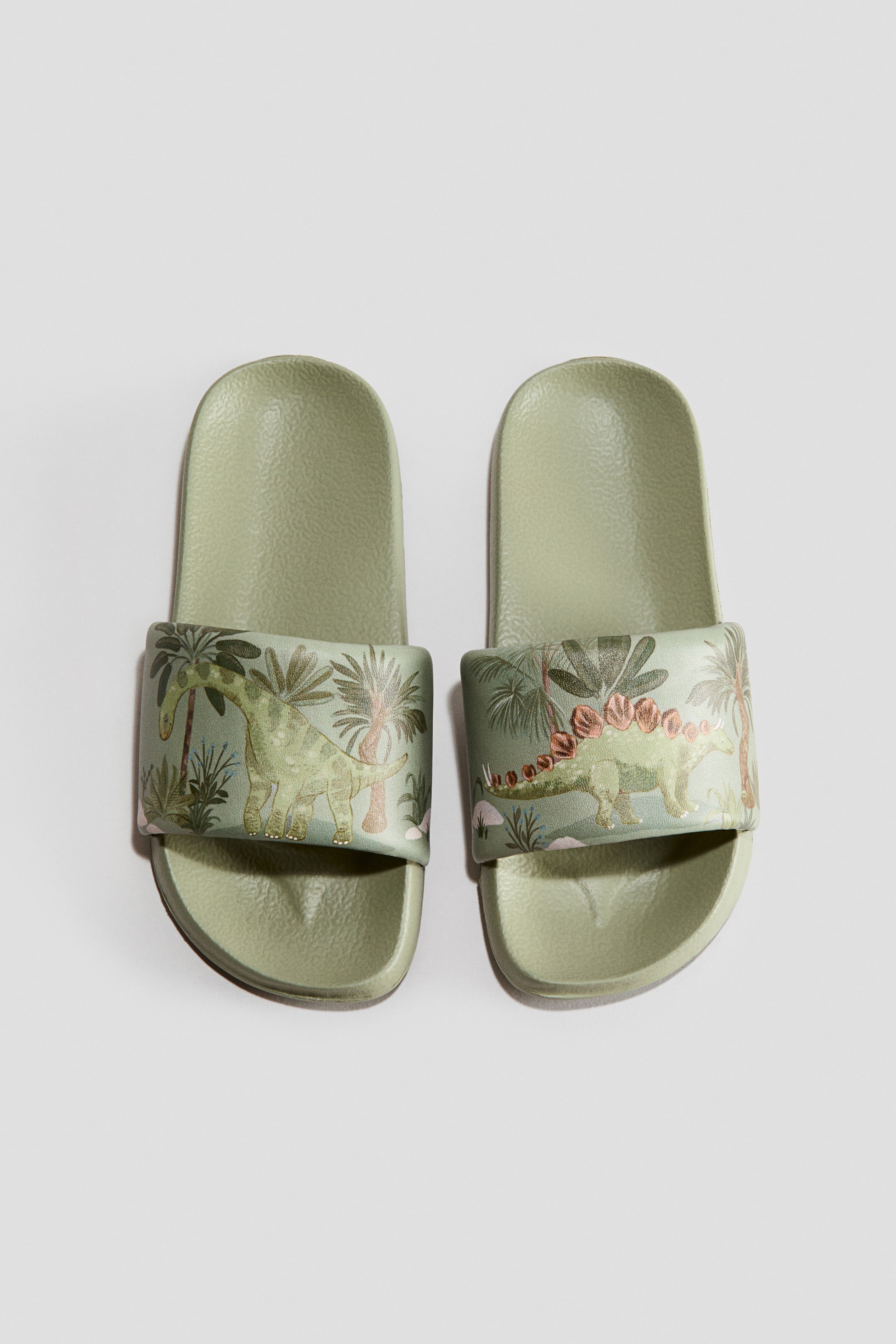 Grotere afbeelding bekijken: Badslippers met print - Groen/dinosaurussen - KINDEREN | H&M NL 1