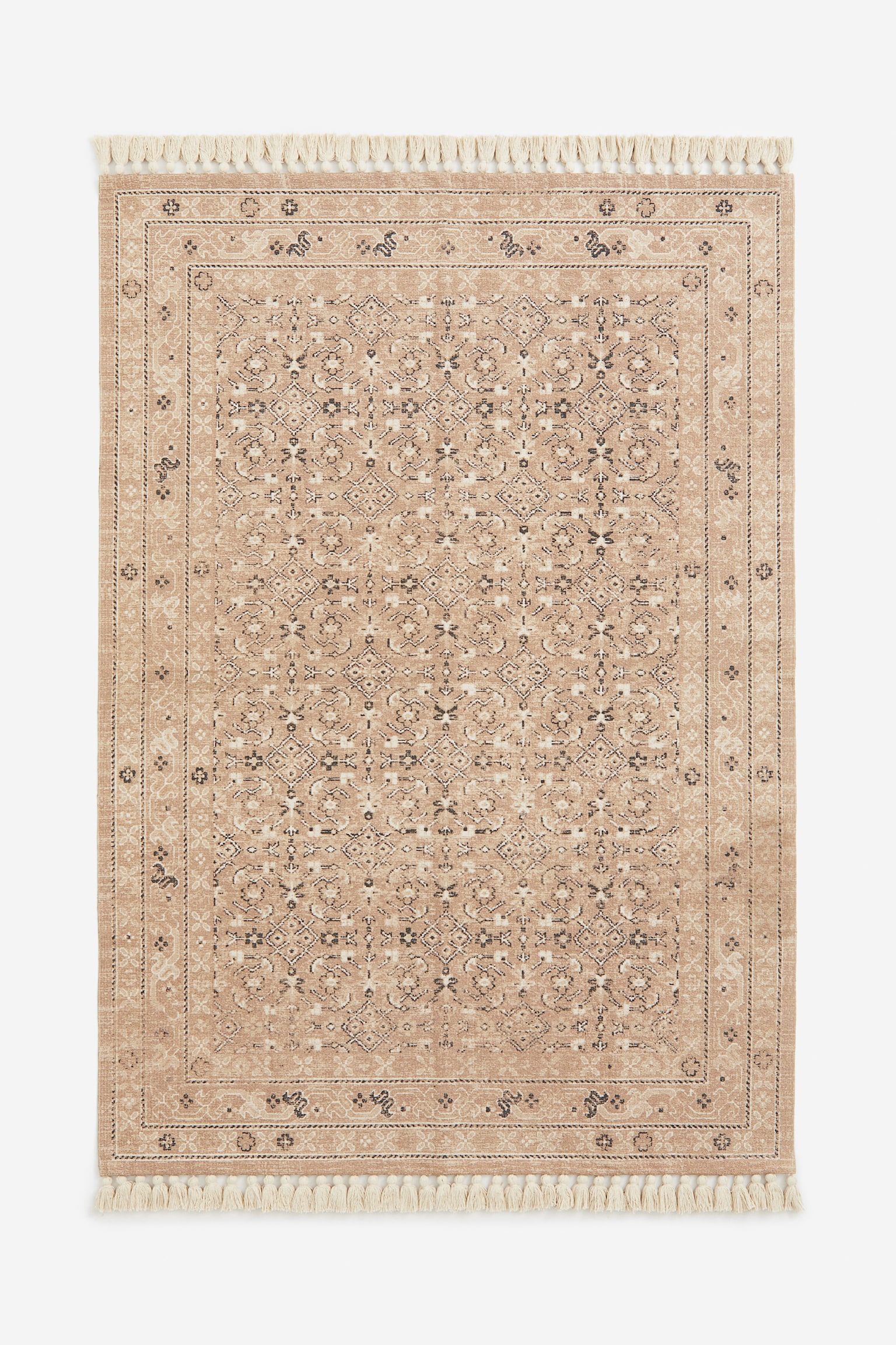 Tapis à motif avec franges - Rose clair/motif/Bleu/motif - 1