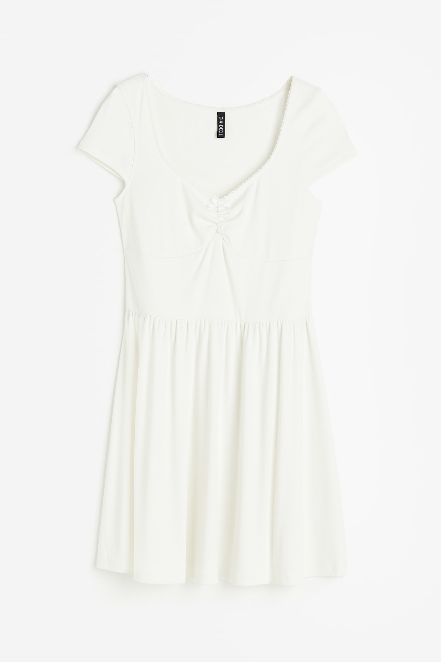 Flared Skirt Rib Dress - White/Black/Mint green - 1