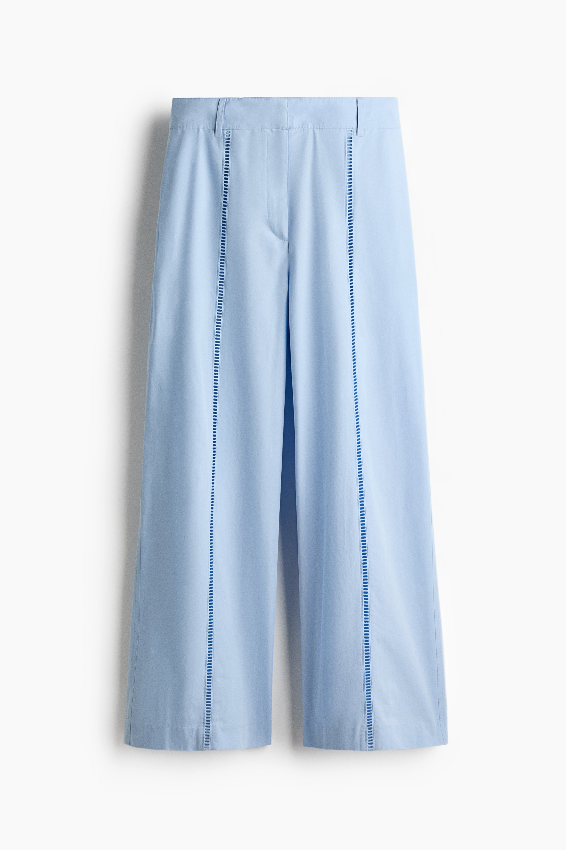 Lace-inset cotton trousers - Light blue/Khaki green