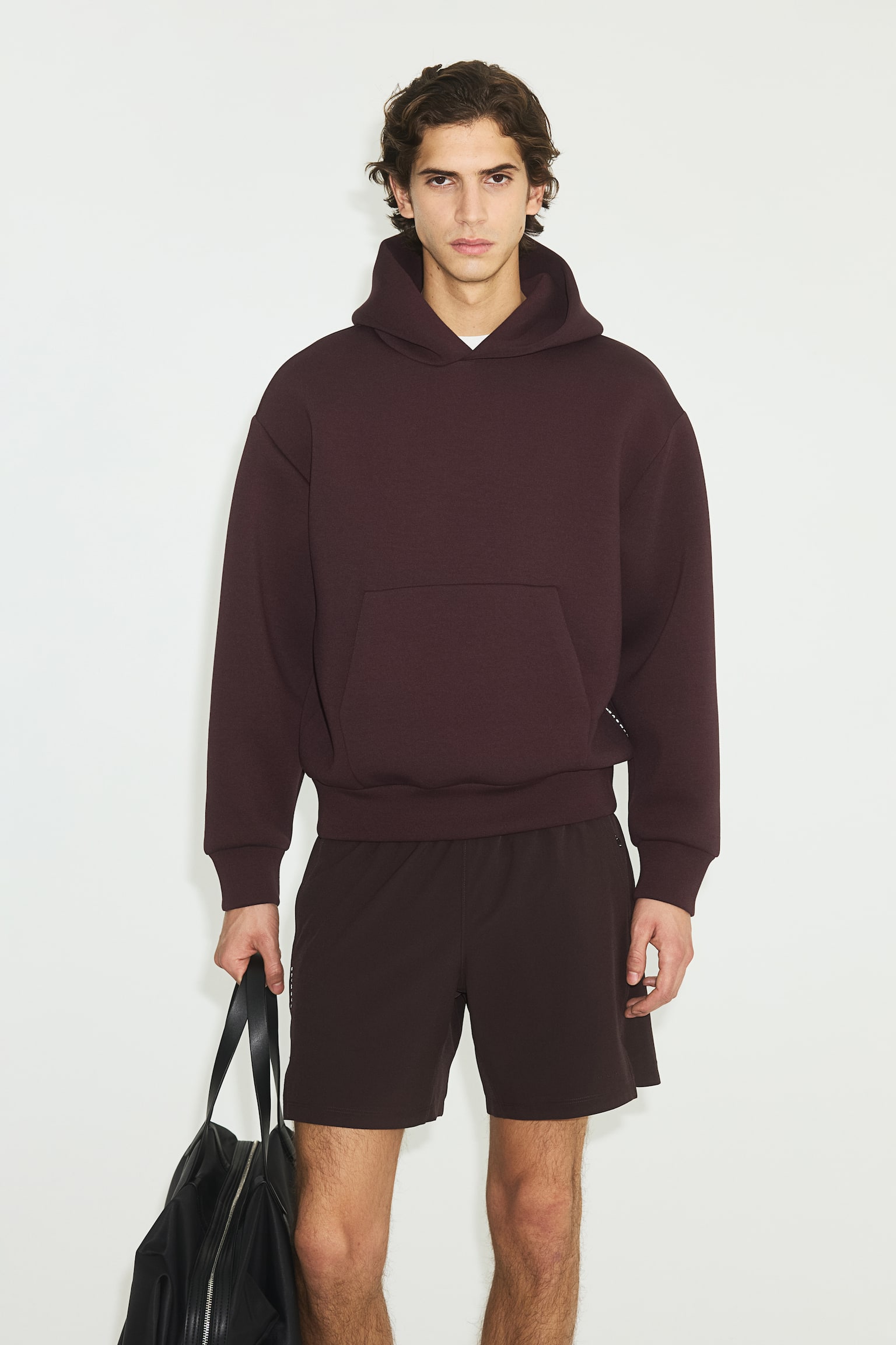 Oversized Fit Sports hoodie with DryMove™ - Dark brown/Beige/Black - 3