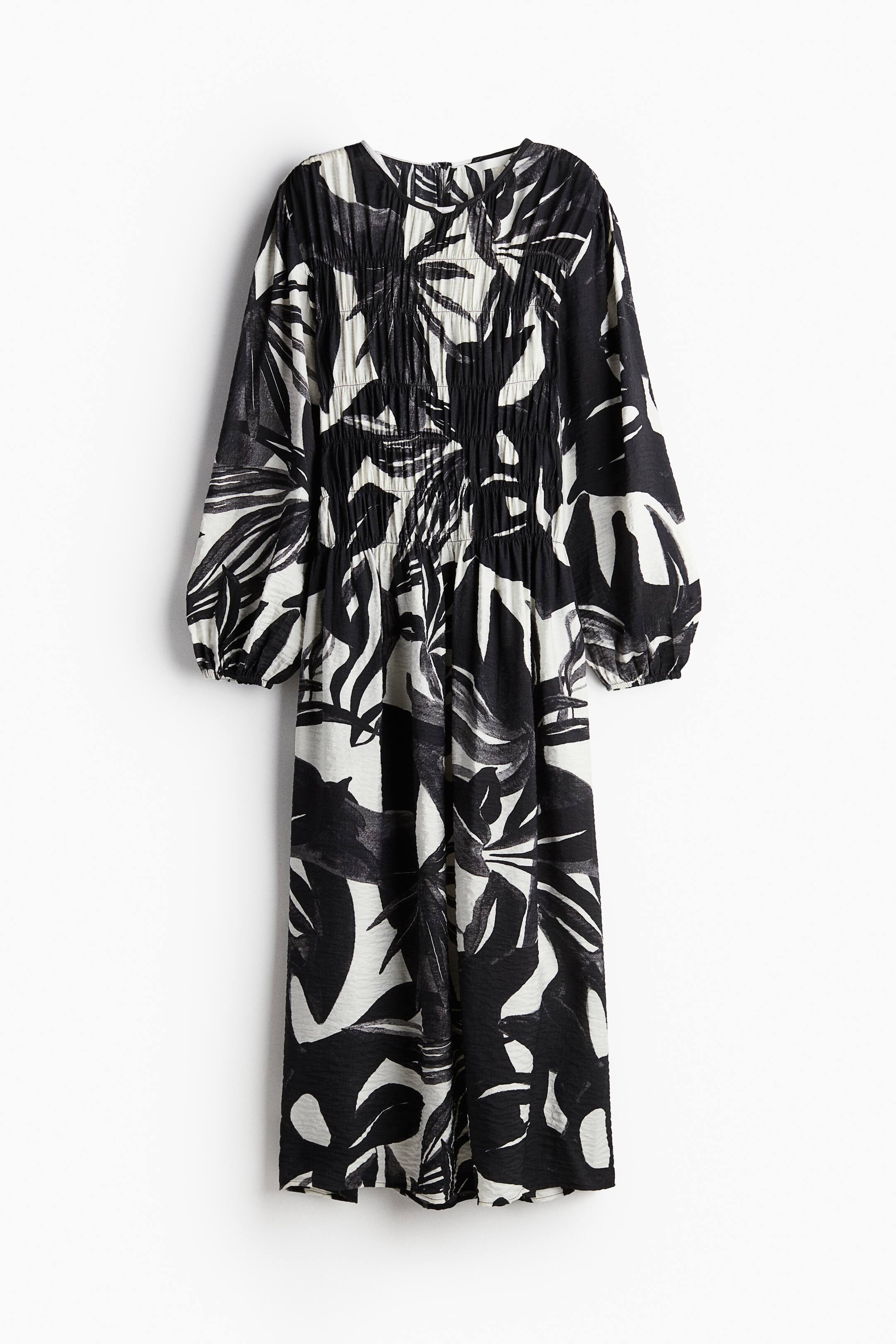 View larger image: Smocked-bodice dress - Black/Patterned - Ladies | H&M MY 1