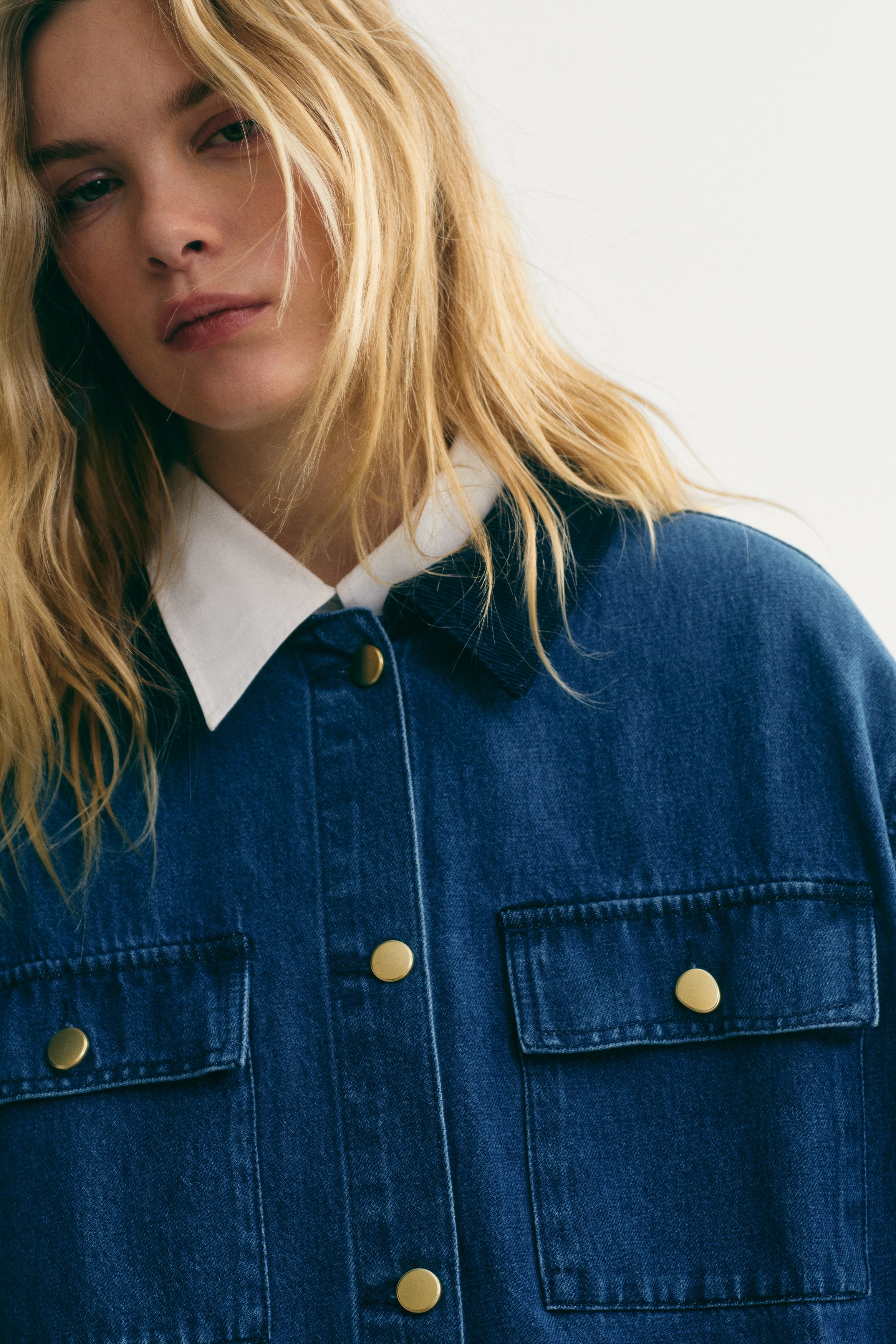 Corduroy-collar denim jacket