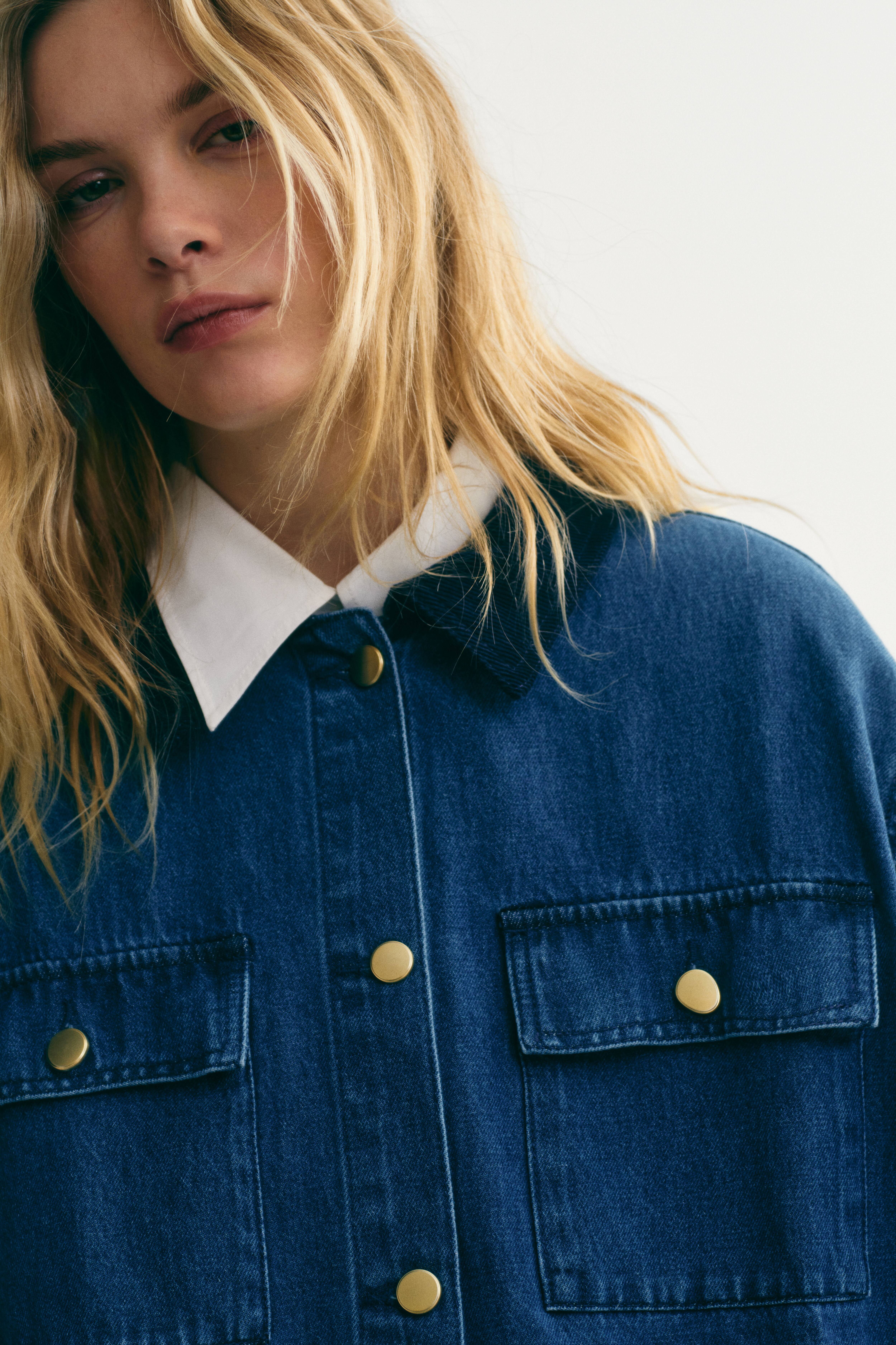 Veste en denim avec col velours côtelé