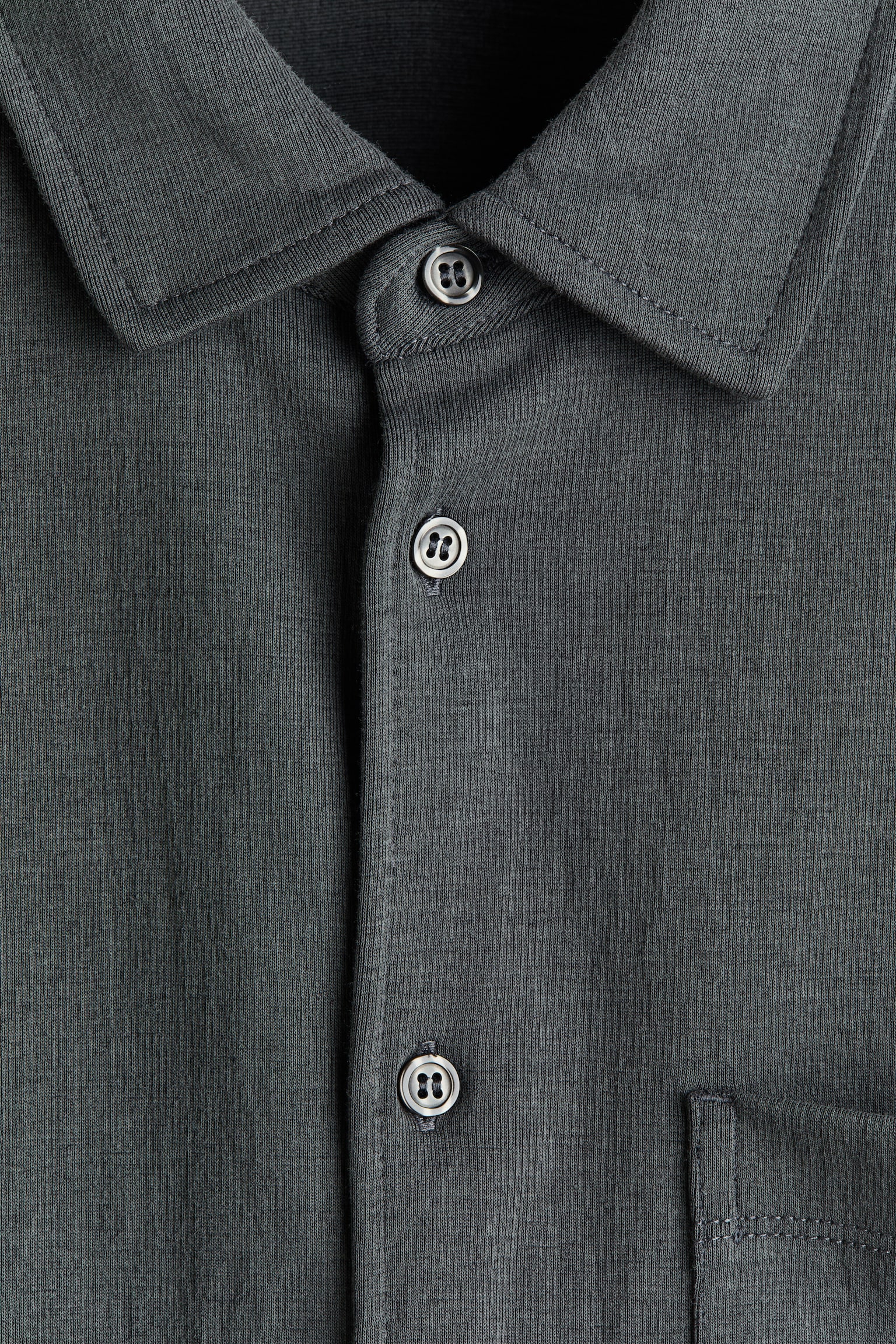 Мужская рубашка H&M Relaxed-Fit Jersey Shirt, цвет: Тёмный серый — фото 7