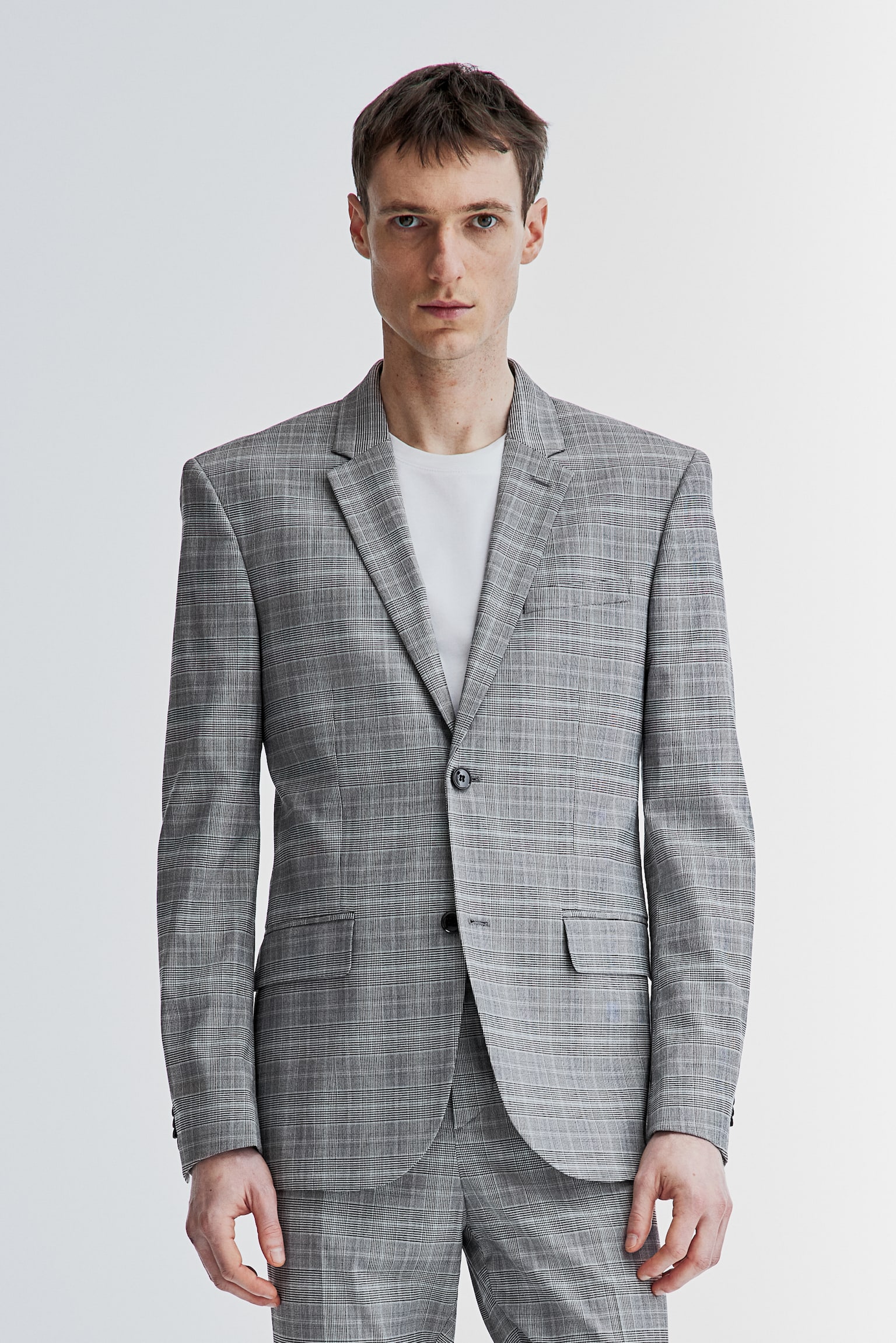 Skinny Fit Jacket - Grey/Check - 1