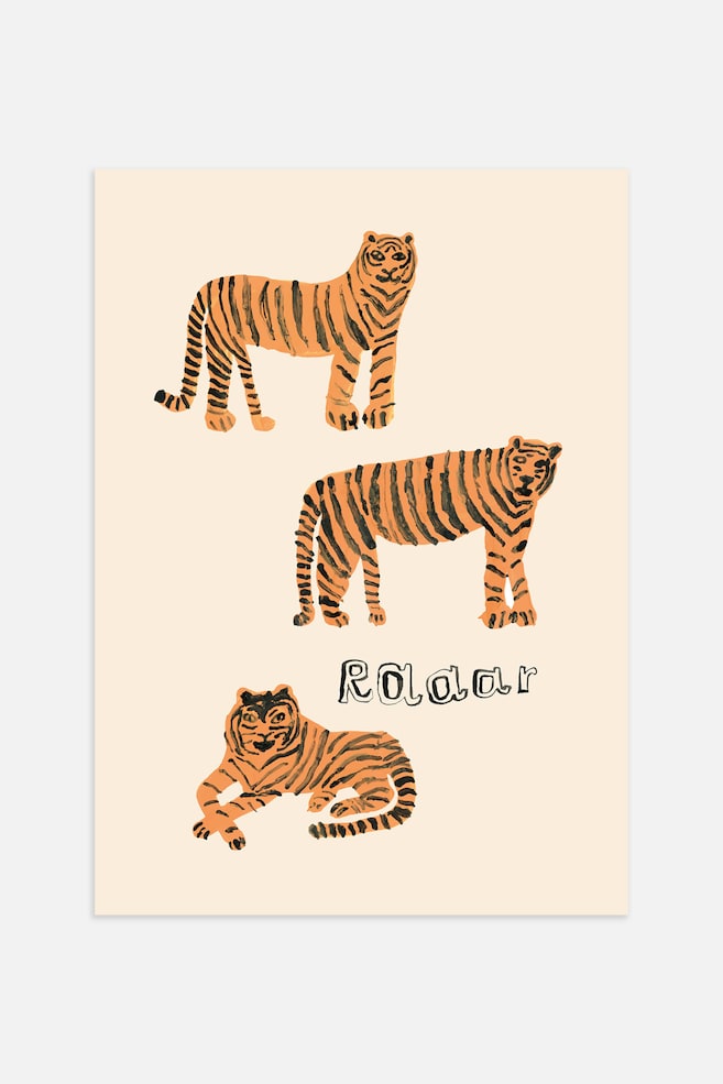 Tiger's Roar Poster - Oranje/beige - 1