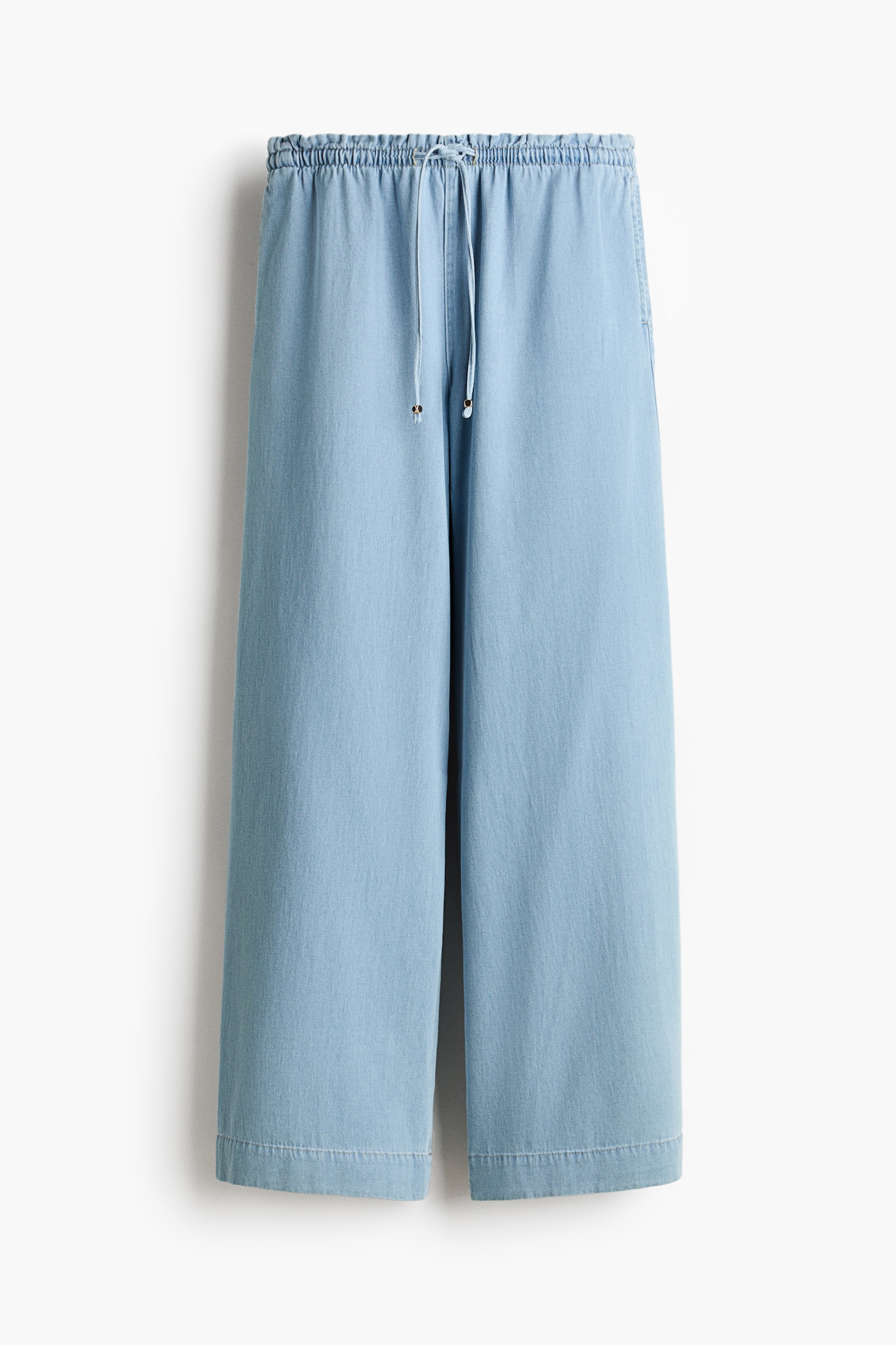 Pantalon taille froncée à jambes larges - Bleu denim clair/Bleu denim foncé/Bleu denim foncé/Brun foncé/Crème/Bleu denim - 1