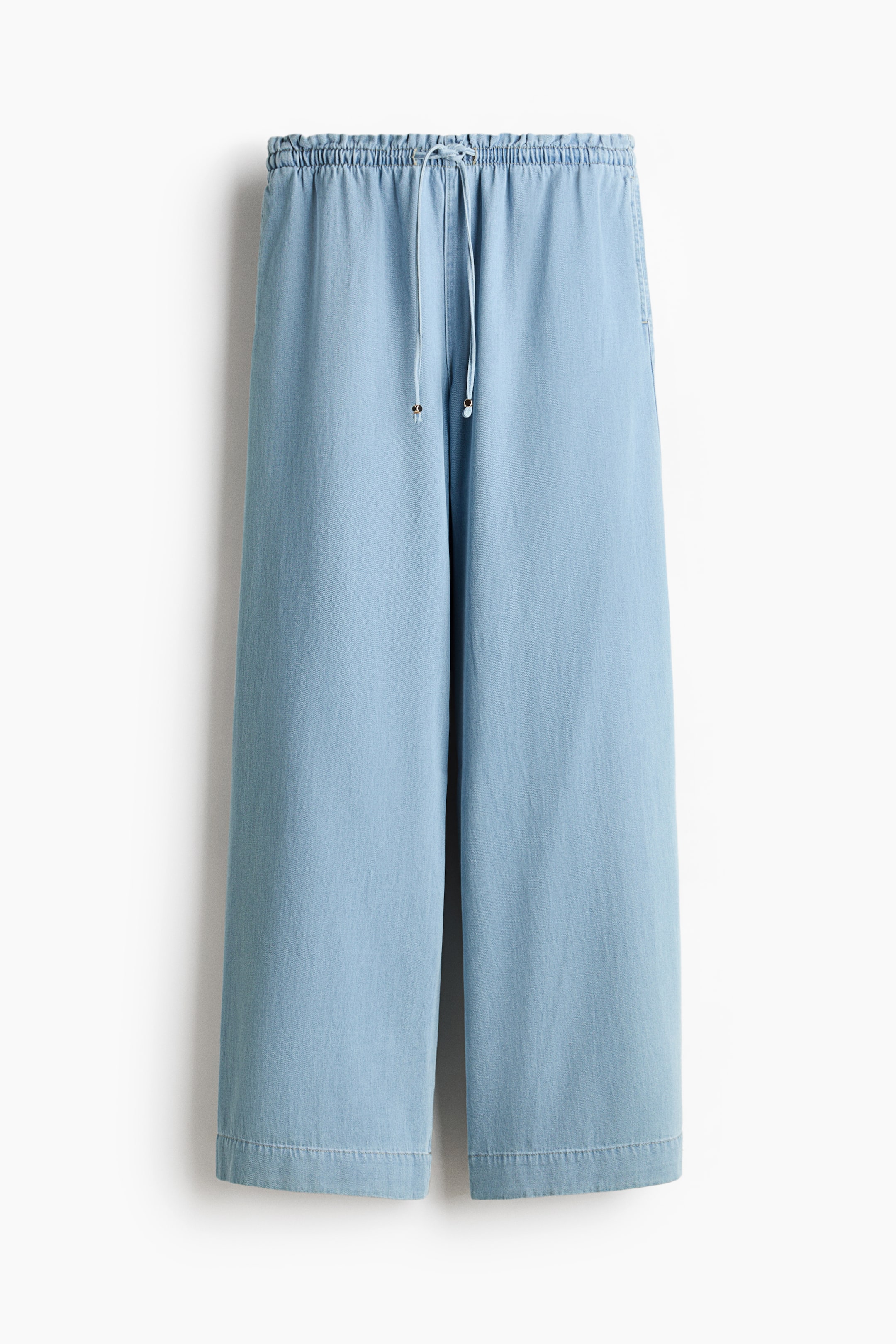 Pantalon taille froncée à jambes larges