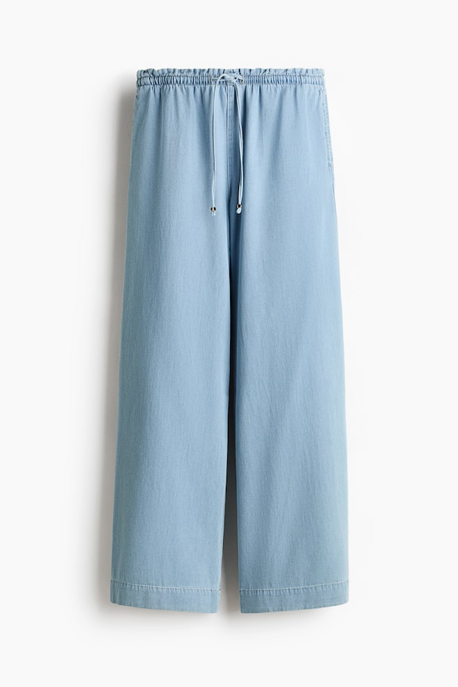 Wide-Cut Paper-Bag Pants - Light denim blue/Dark denim blue/Cream/Dark brown/Dark denim blue - 1