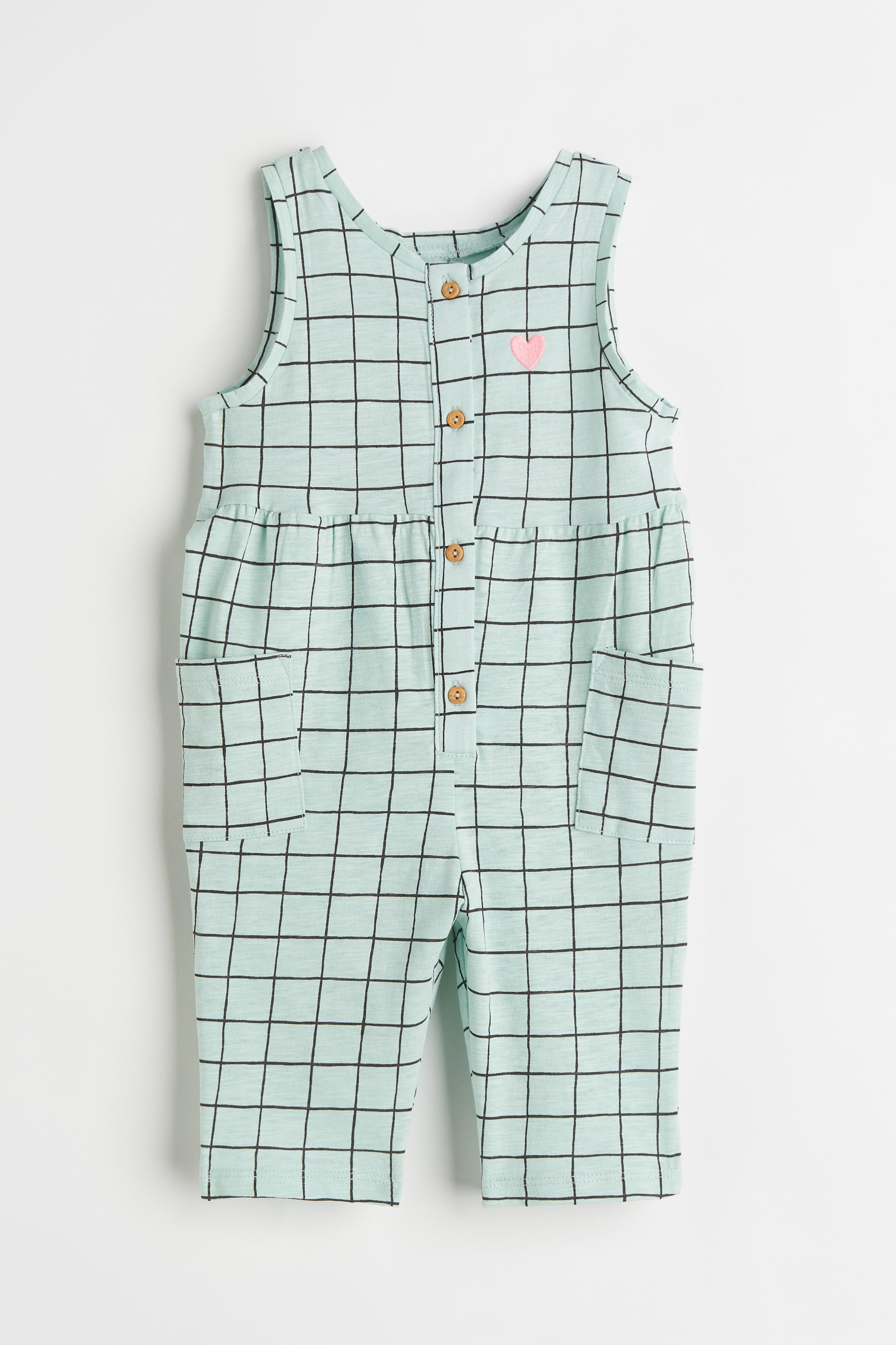 Agrandir l'image: Combinaison en jersey flammé - Turquoise clair/carreaux - ENFANT | H&M FR 1