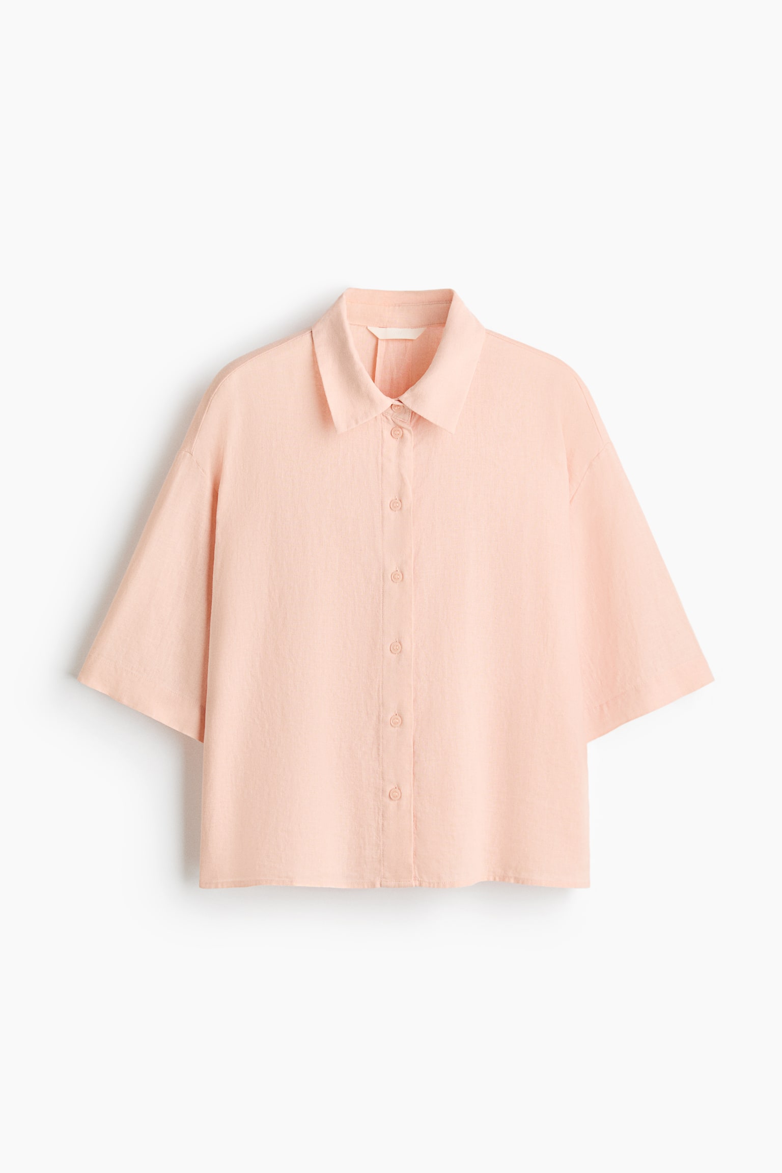 Linen-Blend Shirt - Powder pink/White/Bright red - 1