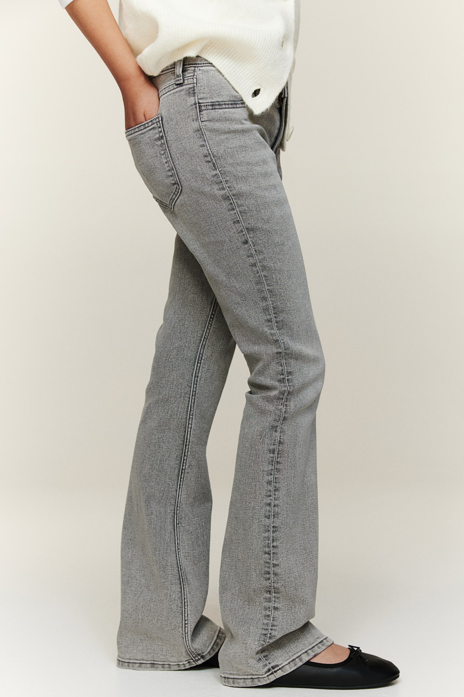 Flared Leg Low Jeans - Light grey/Black/Light denim blue/Denim blue - 3