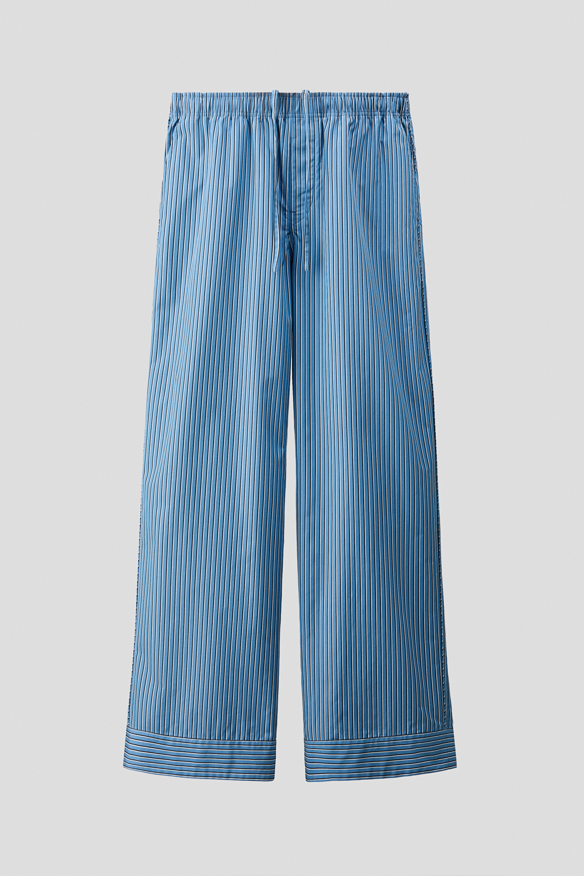 Broek van pimakatoen - Loose Fit - Blauw/gestreept