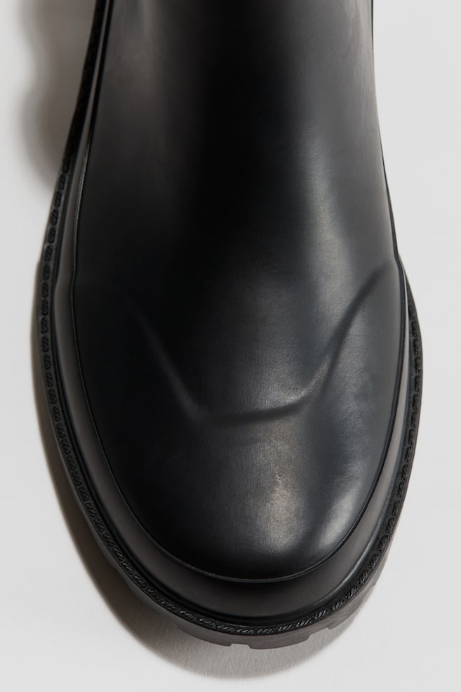 Fleece-Lined Rubber Boots - Black - 3