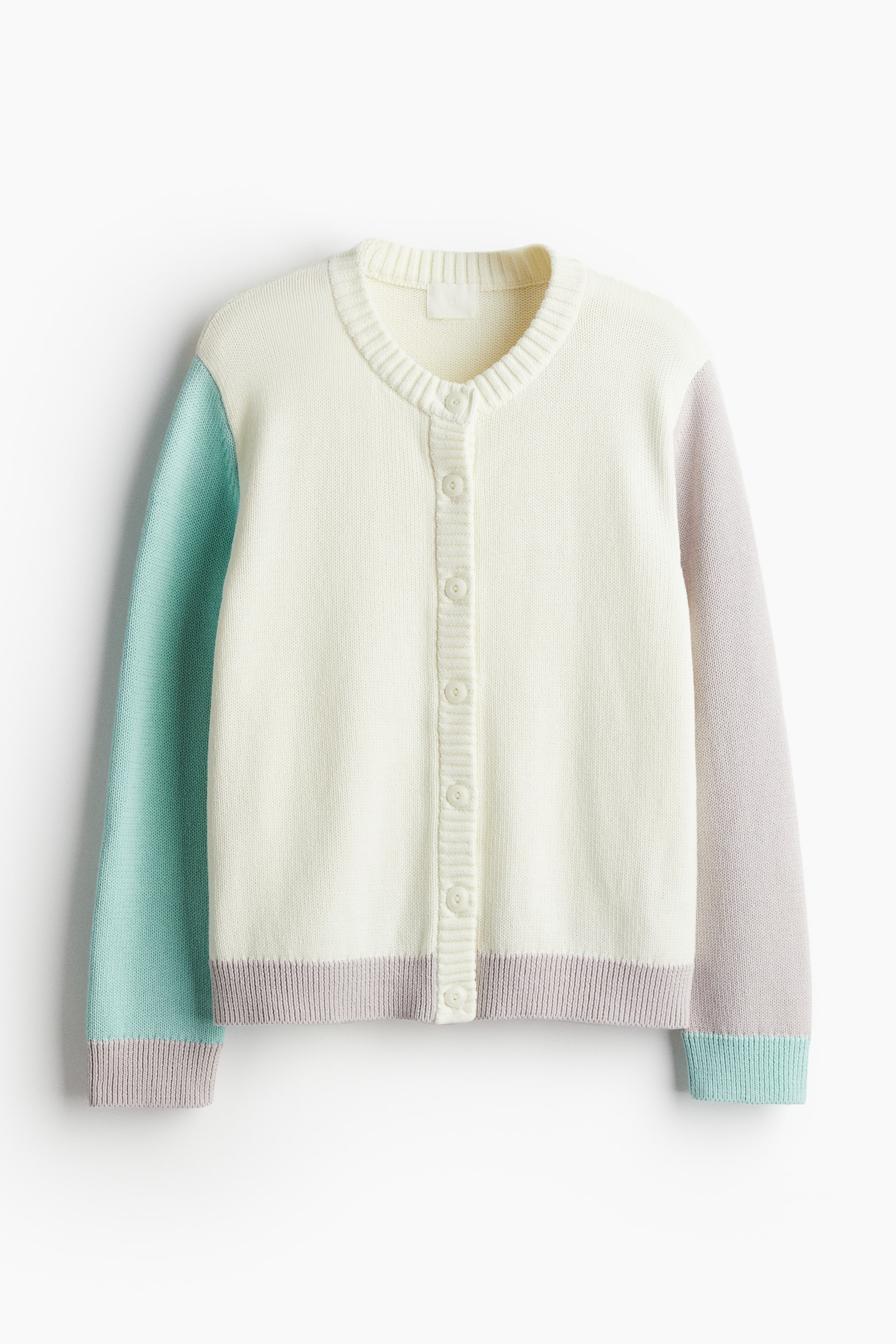 이미지 확대 보기: 가디건 - 크림색/컬러블록 - 여성 | H&M KR 1