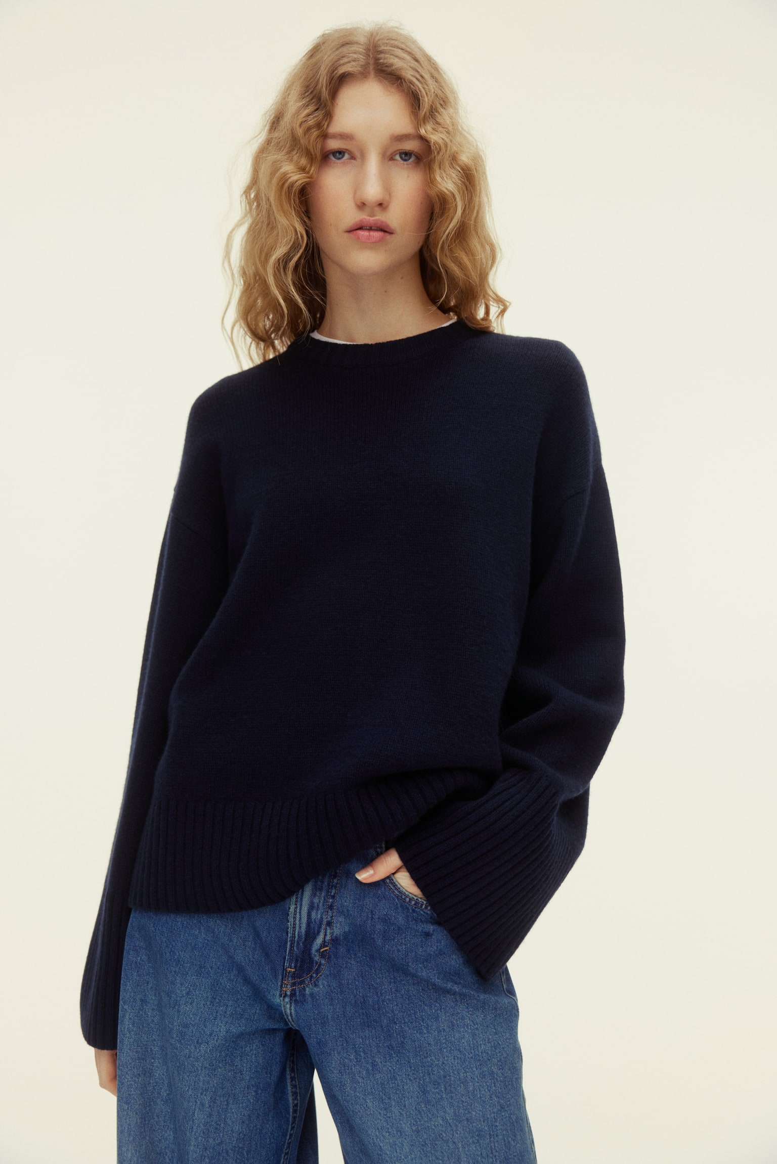 Cashmere-blend jumper - Navy blue/Cream/Dark beige/Burgundy - 5