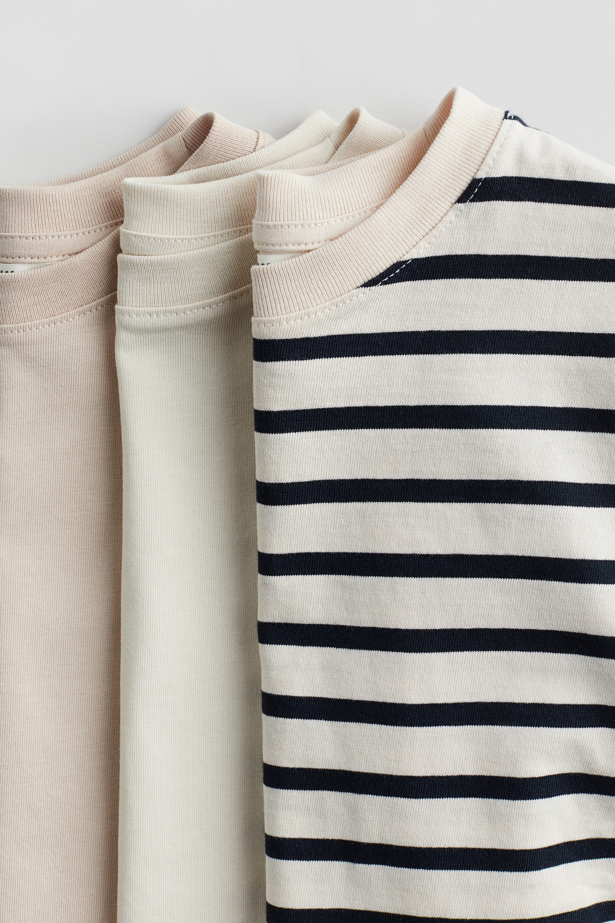 View larger image: 3-pack Cotton Tees - Cream/Stripe - Kids | H&M AU 2
