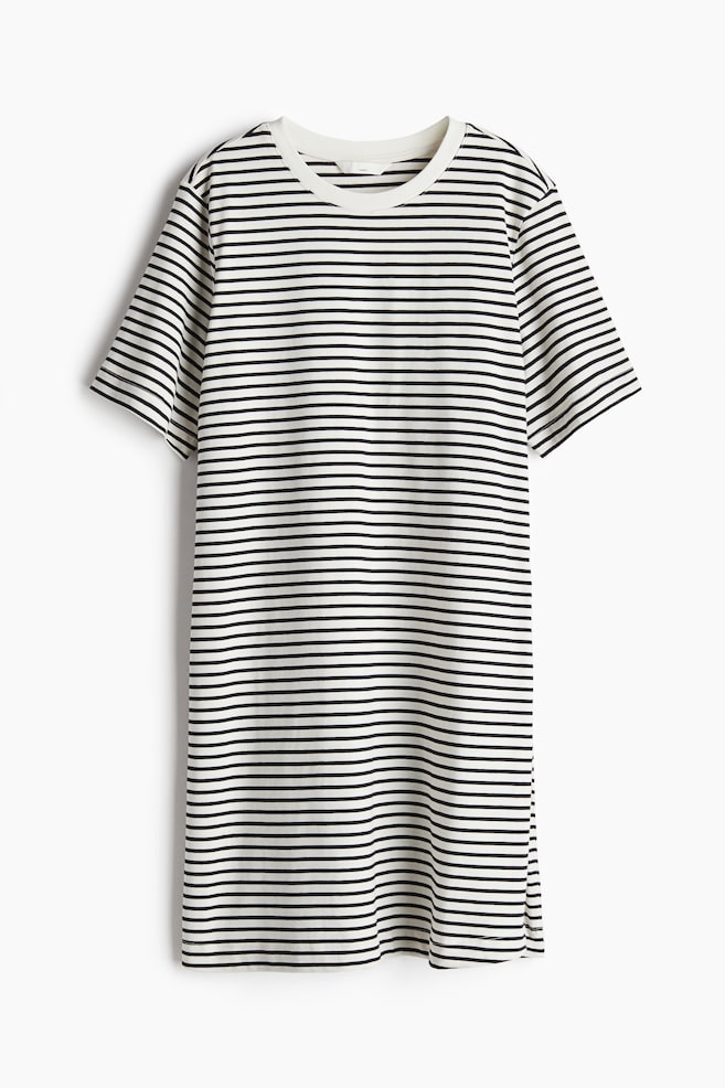 MAMA Vestido t-shirt de amamentação - Creme/Riscas - 1