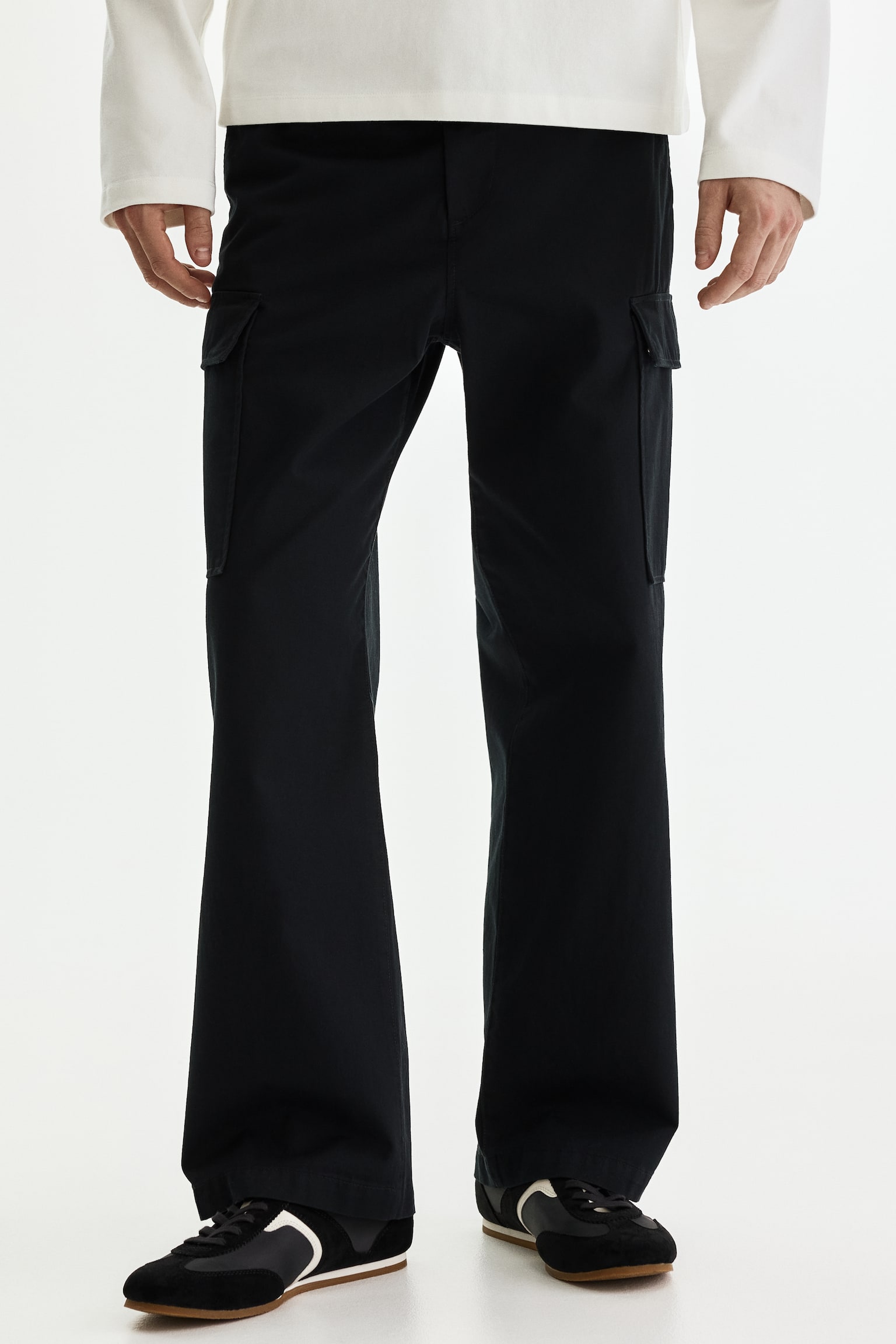 Бавовняні штани карго Relaxed Fit - Чорний/Кремовий - 6