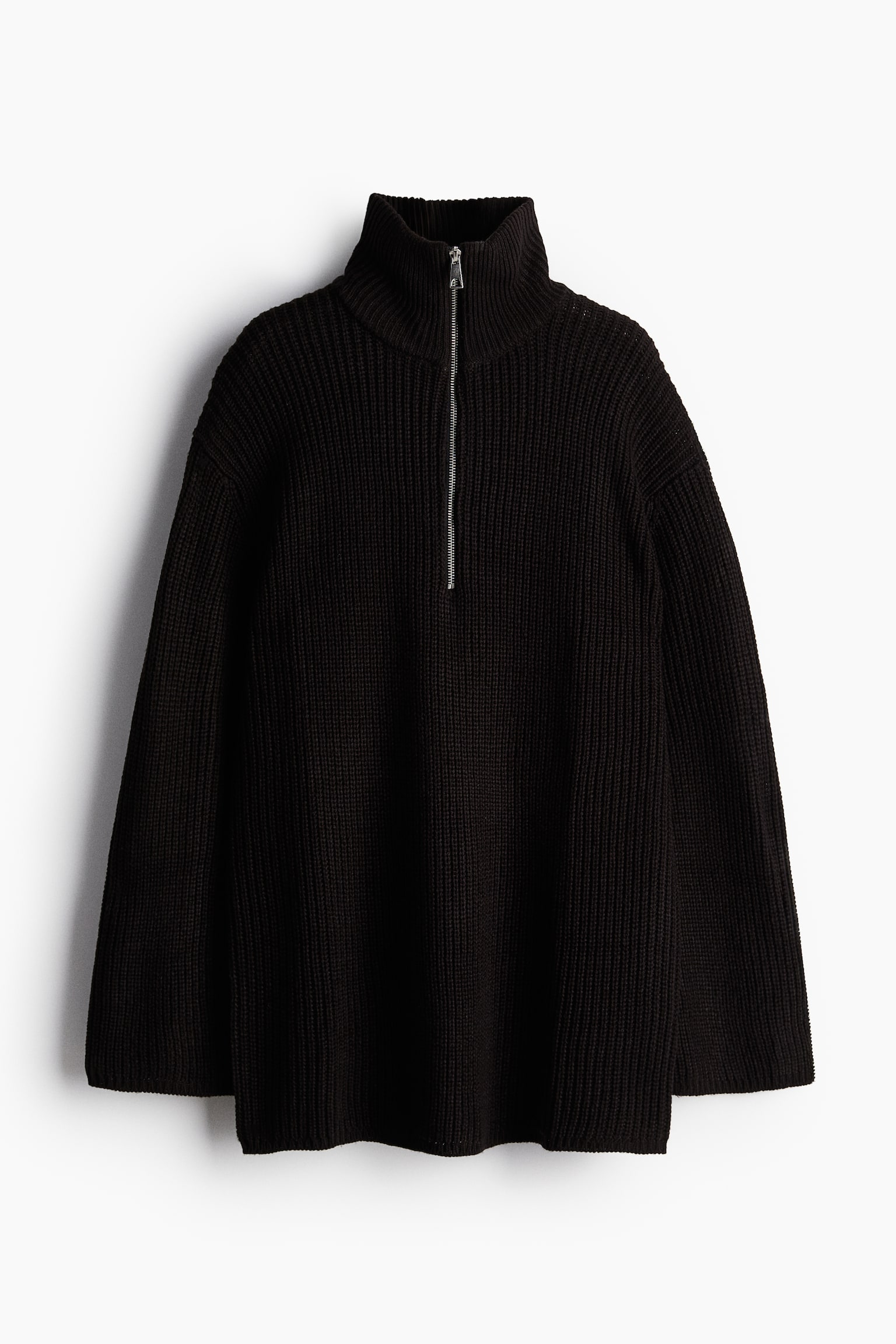 Женский свитер H&M Chunky-Knit Half-Zip, цвет: Чёрный — фото 1