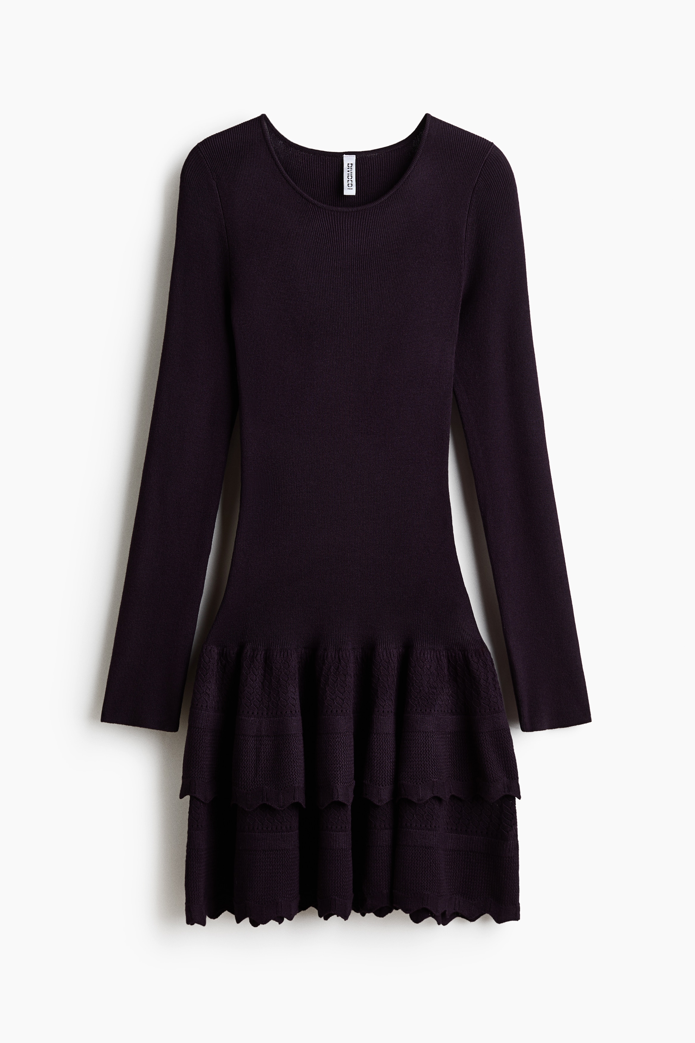 Tiered Rib-Knit Dress - Dark purple