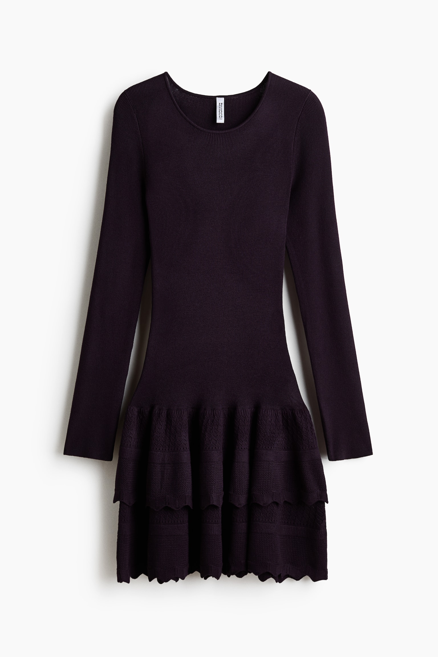 Tiered Rib-Knit Dress - Dark purple - 1