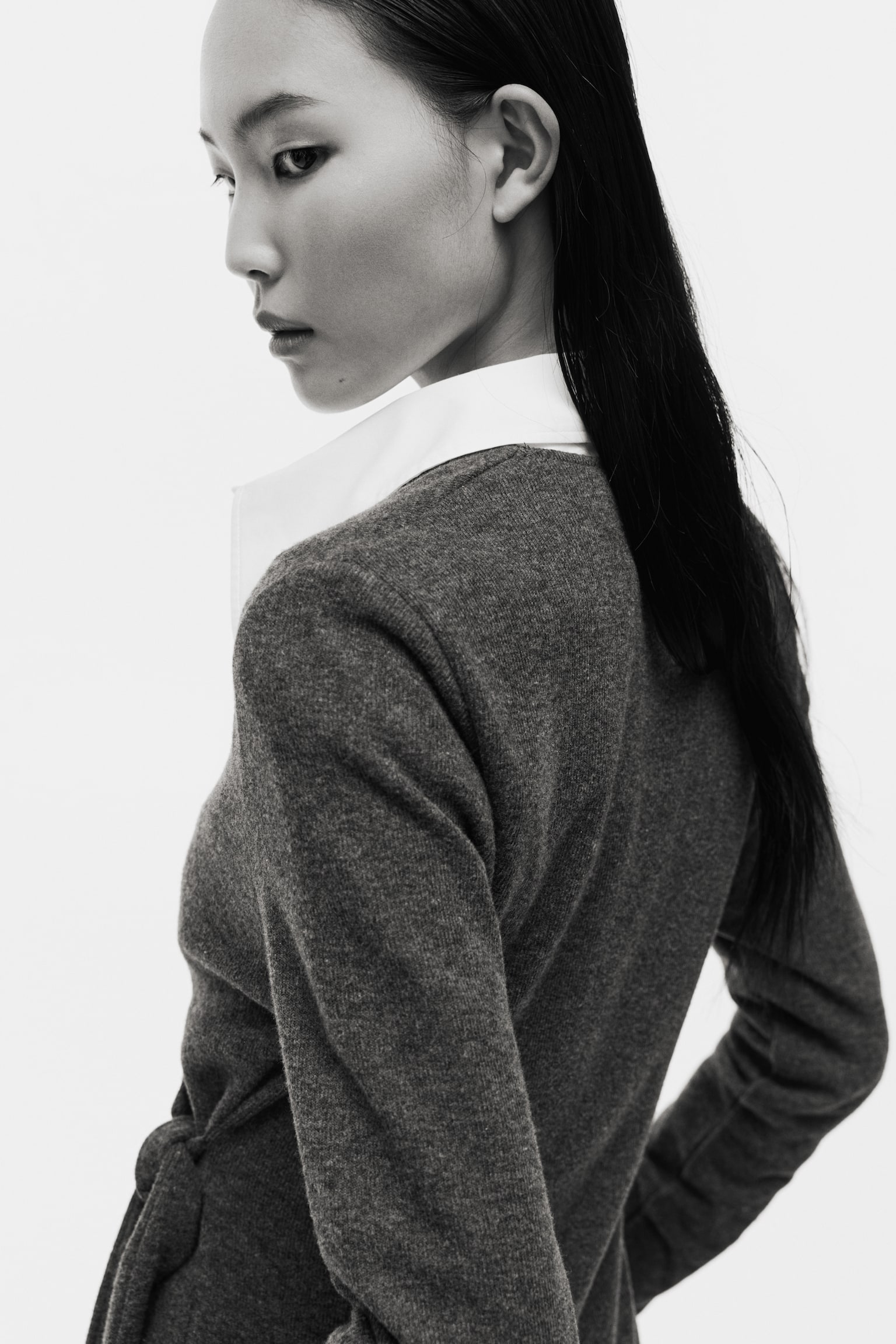 Gilet croisé - Dark grey marl/Marron chiné/Beige chiné - 4