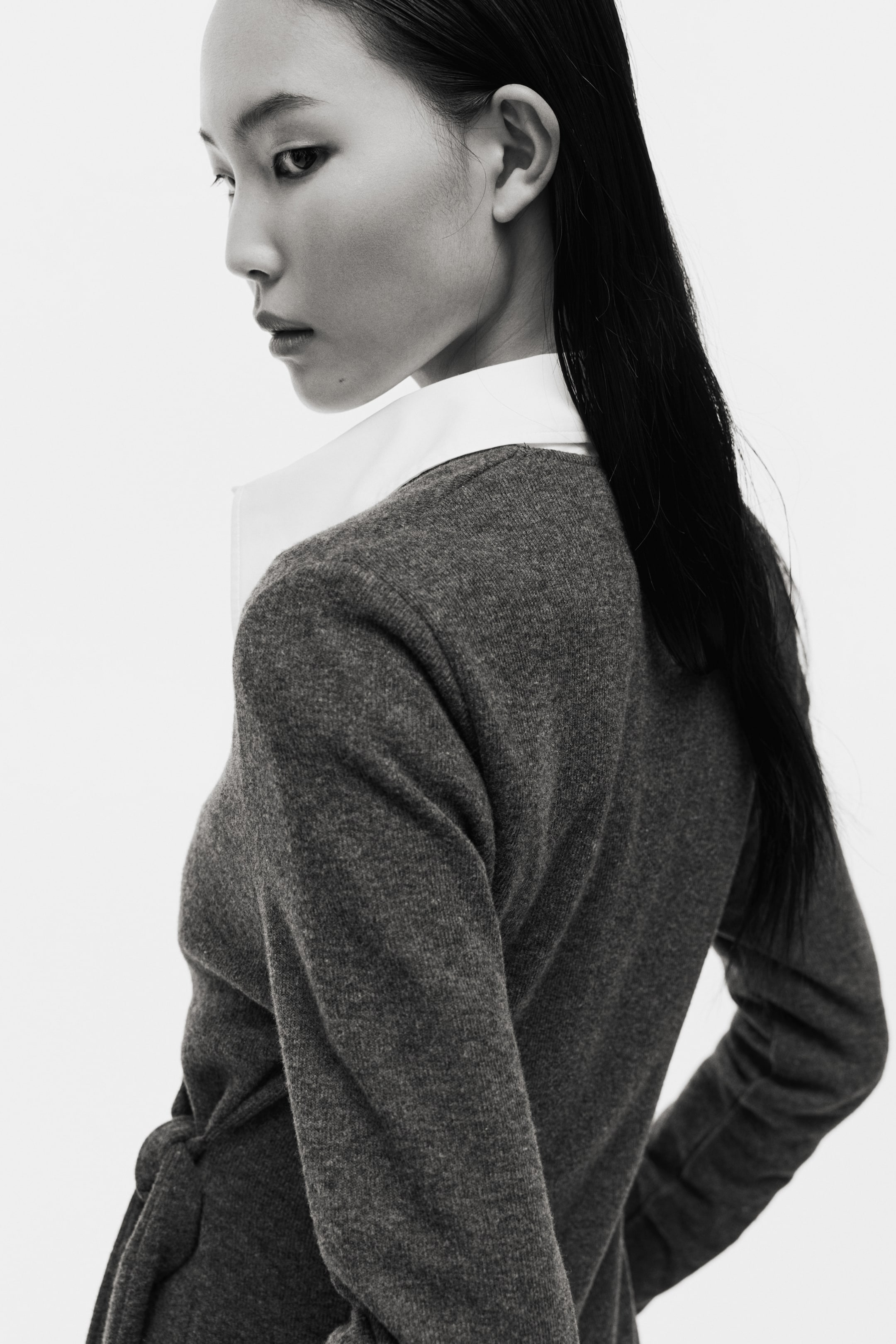 查看大圖: 交疊式開襟衫 - Dark grey marl - Ladies | H&M 4