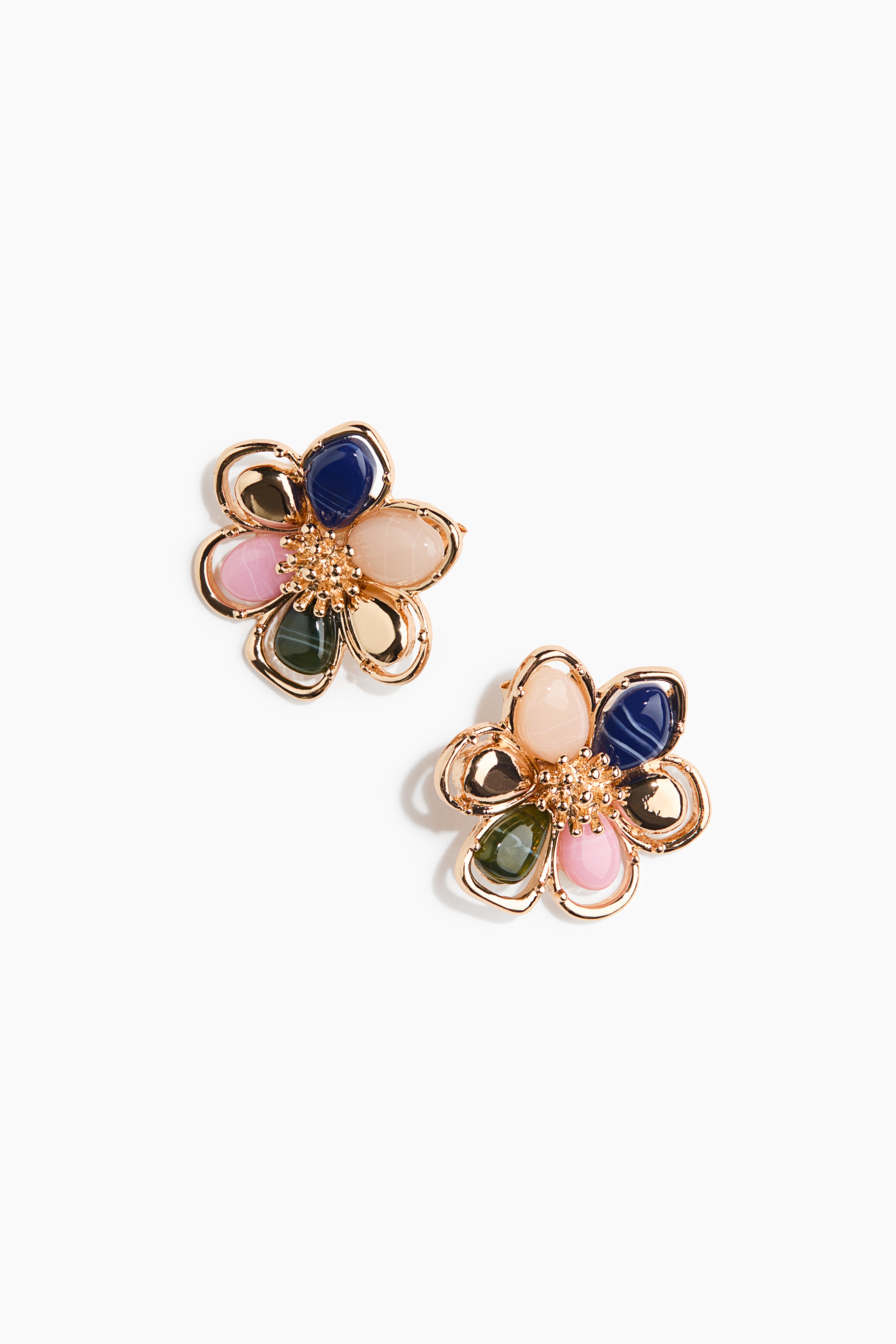 Aretes con diseño de flor - Dorado/Rosa claro