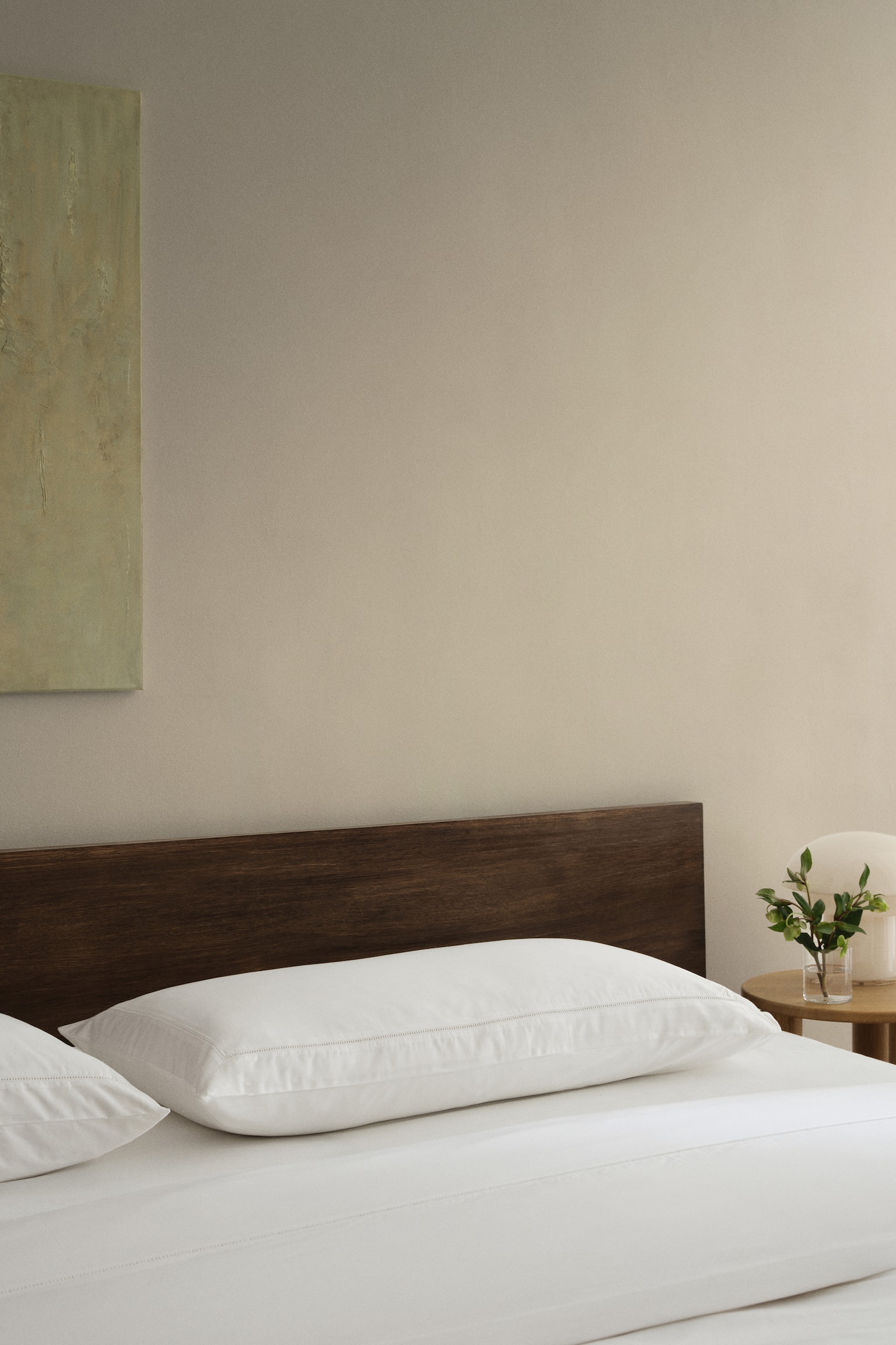 Egyptian cotton pillowcase - White/Light beige/Dark brown - 2