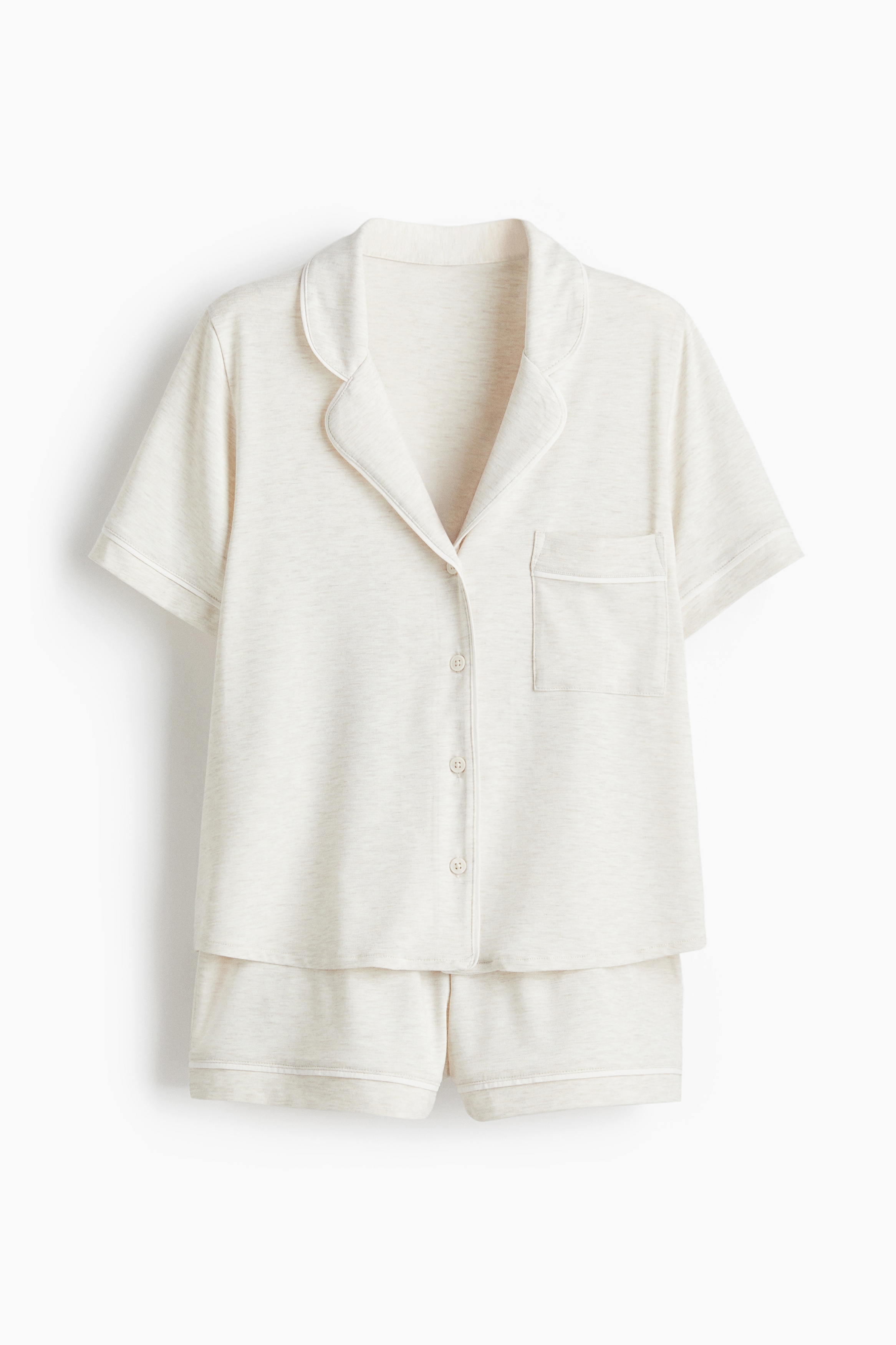 Pyjama Shirt & Shorts Set - Light beige marle/Powder pink/Grey green/Black/Light dusty blue/Dusty blue