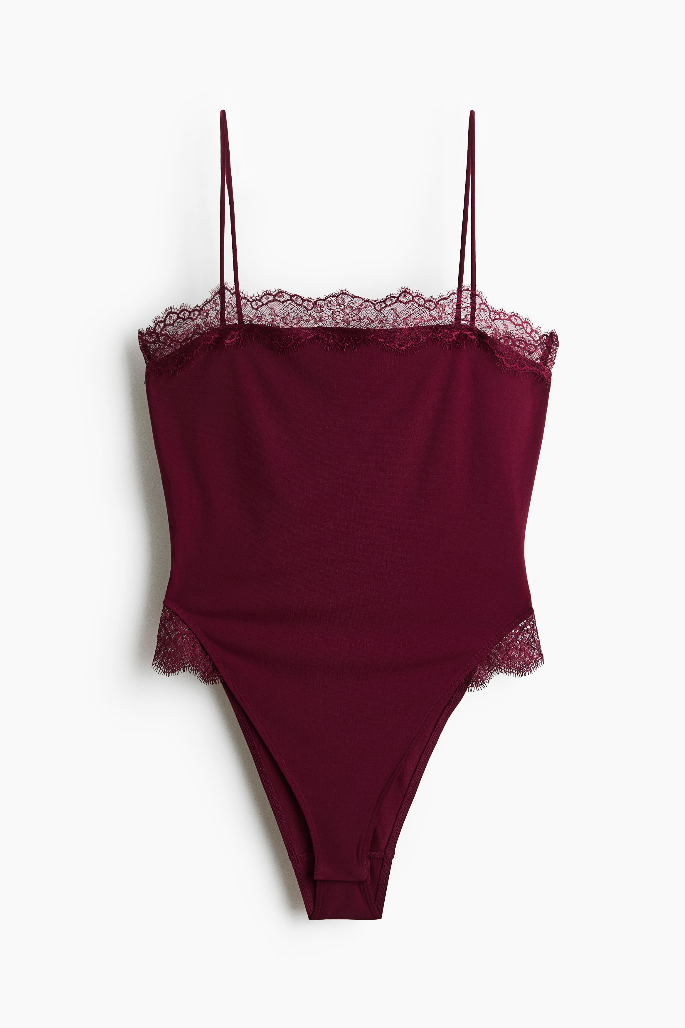 Lace-Detail Bodysuit - Dark red/Black