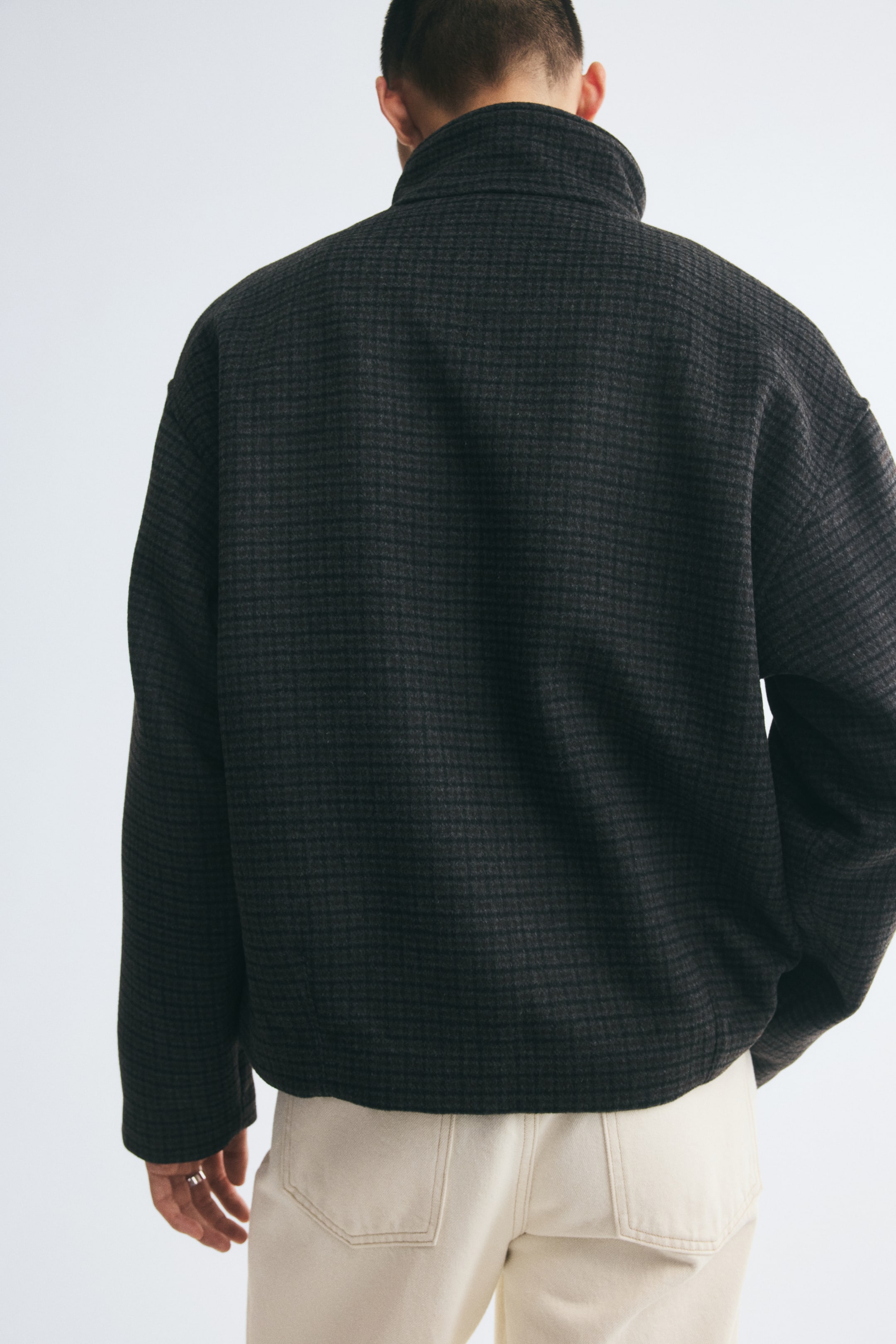 Veste à col droit en laine mélangée
