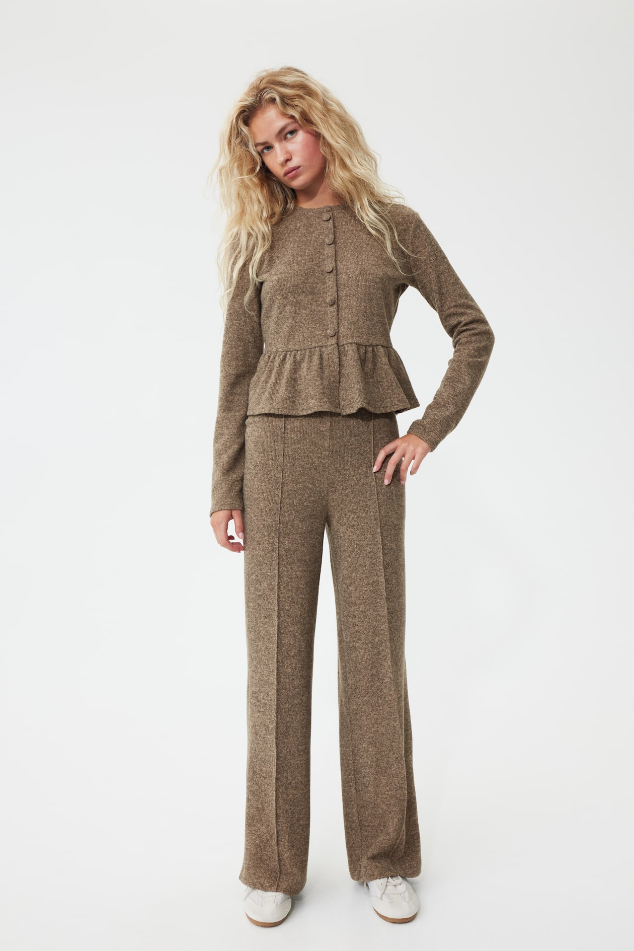 Rib-Knit Creased Pants - image 2