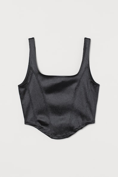 Corset top - Square neckline - Sleeveless - Black - Ladies | H&M GB